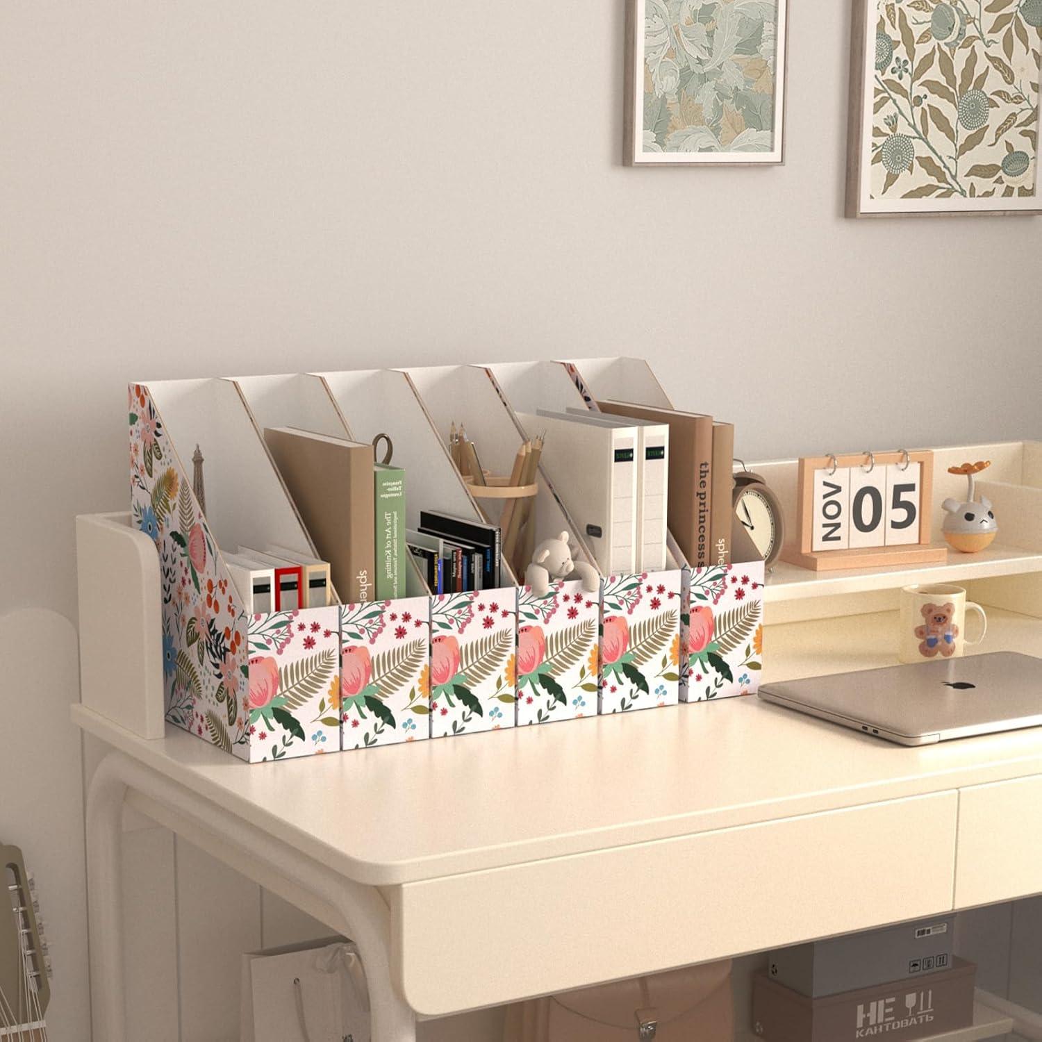 Soporte para Revistas EXYGLO 12 Pack Cartón Floral 25x8x30 cm