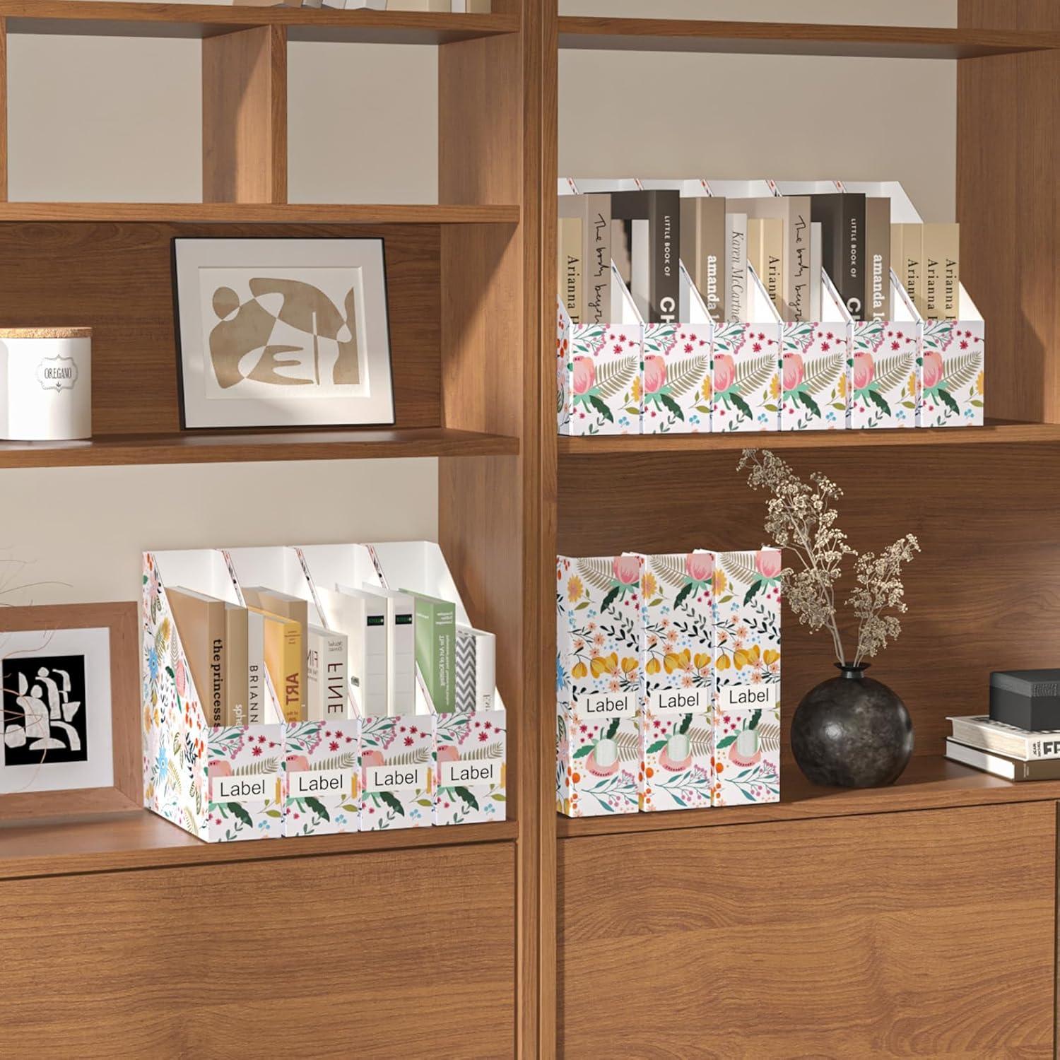 Soporte para Revistas EXYGLO 12 Pack Cartón Floral 25x8x30 cm