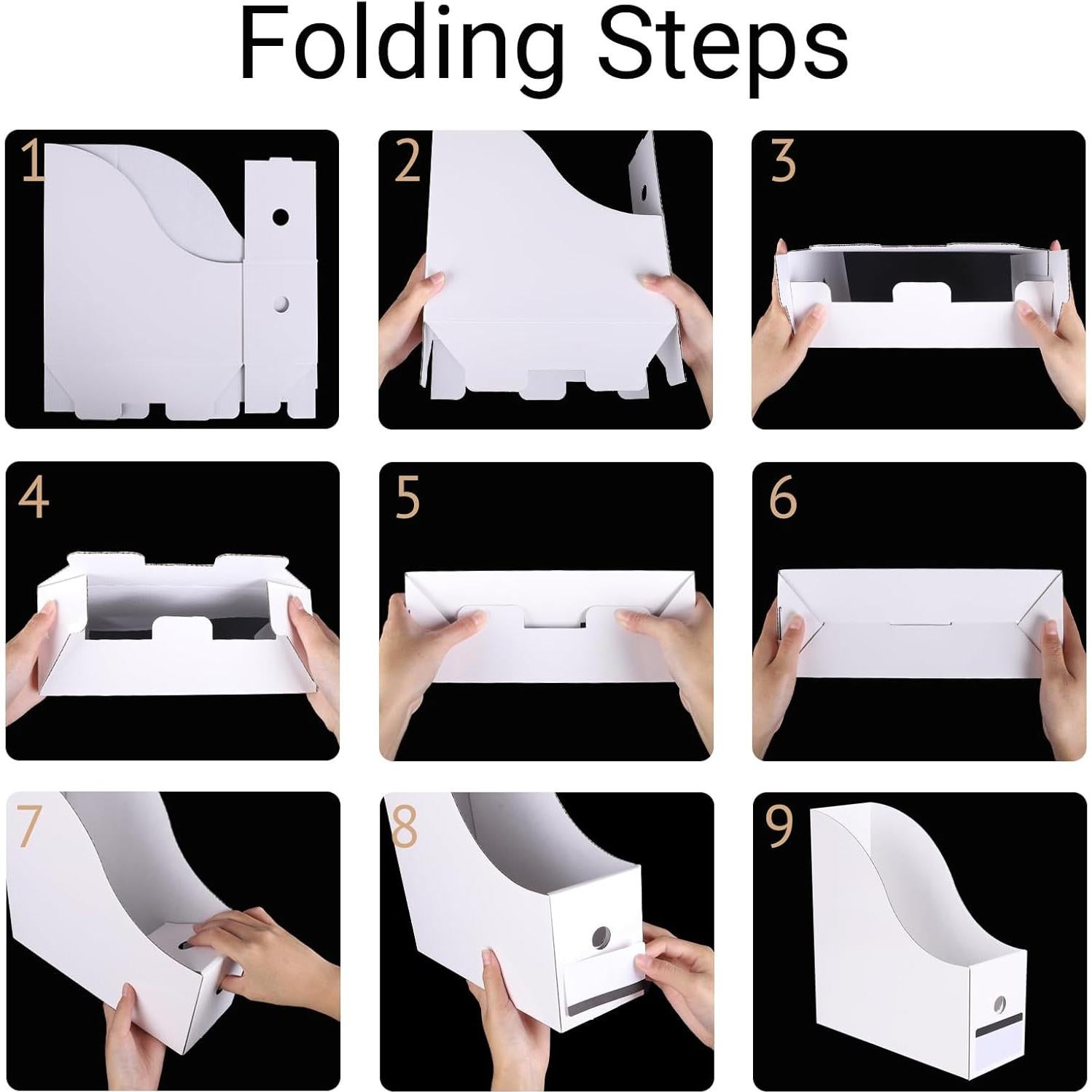 Paquete de 12 Soportes de Revistas Cartón Blanco 26,5 cm