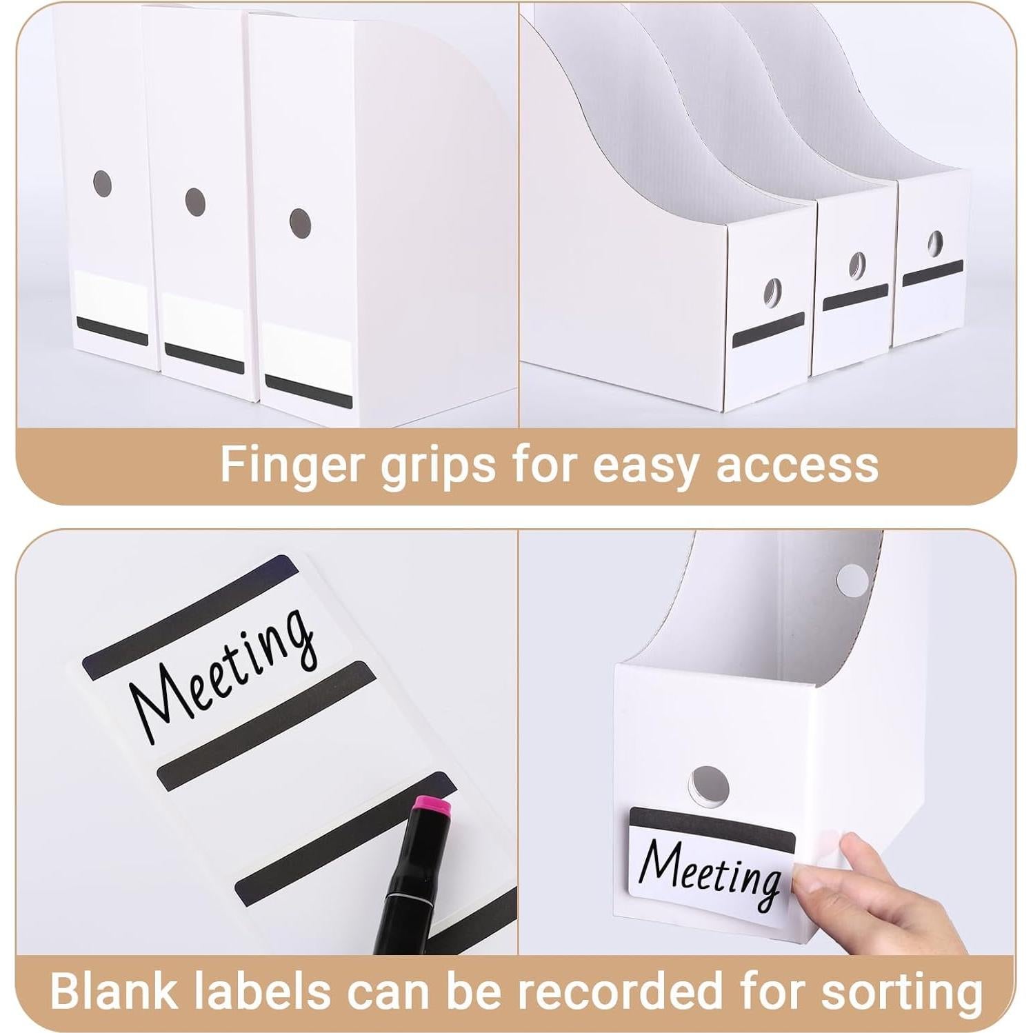 Paquete de 12 Soportes de Revistas Cartón Blanco 26,5 cm