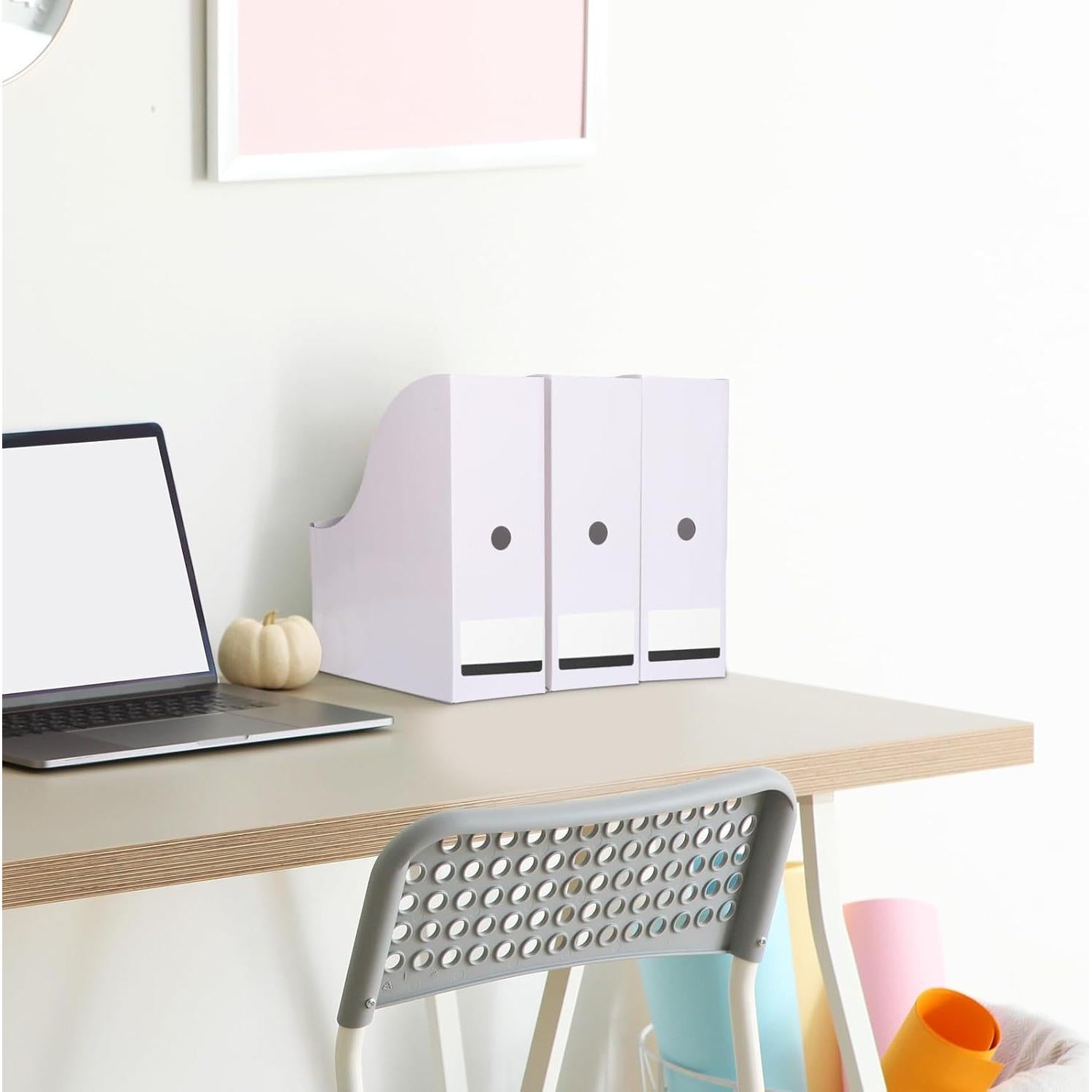 Paquete de 12 Soportes de Revistas Cartón Blanco 26,5 cm