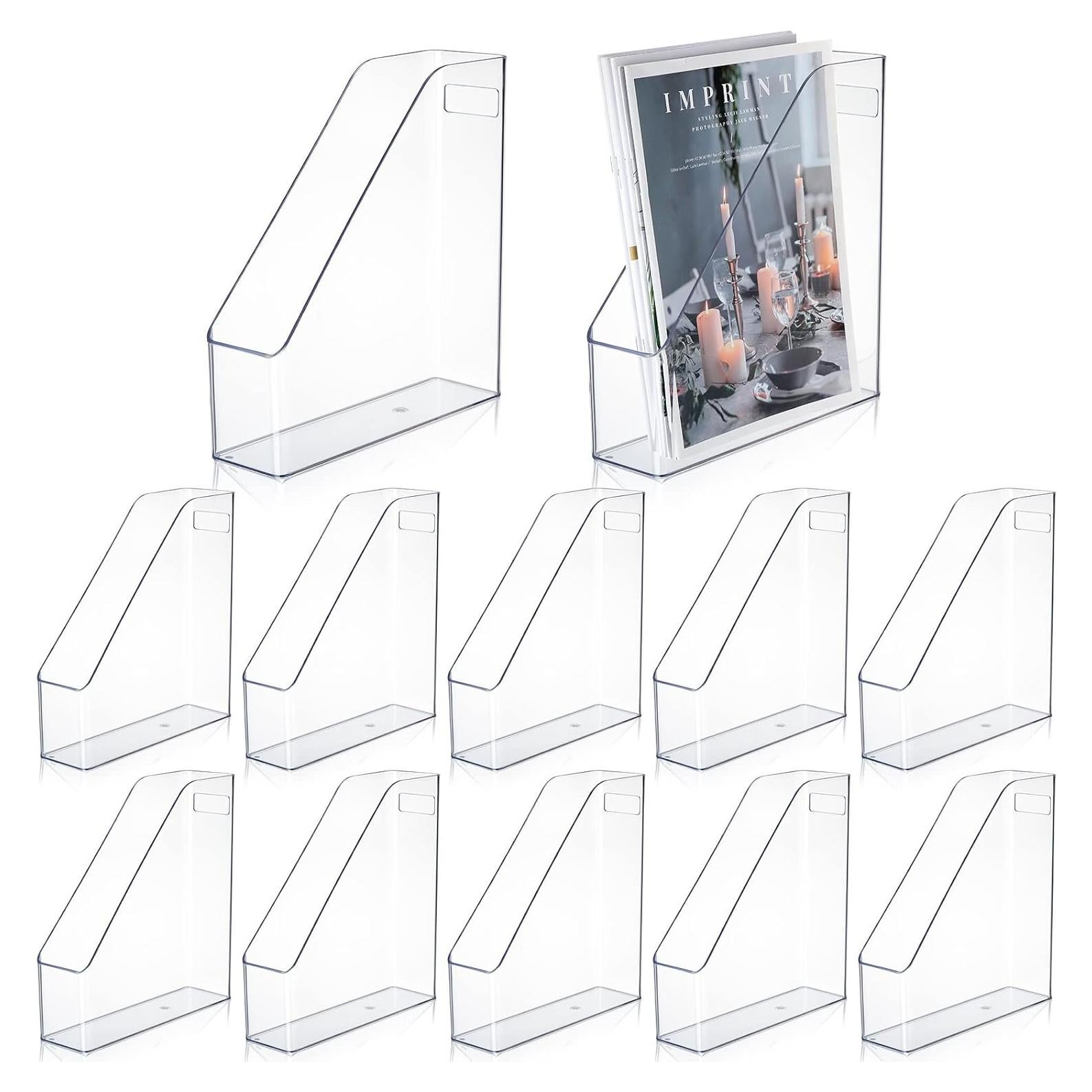 12 Soportes de Revistas Acrílico Transparente Marsui 27x25x8cm