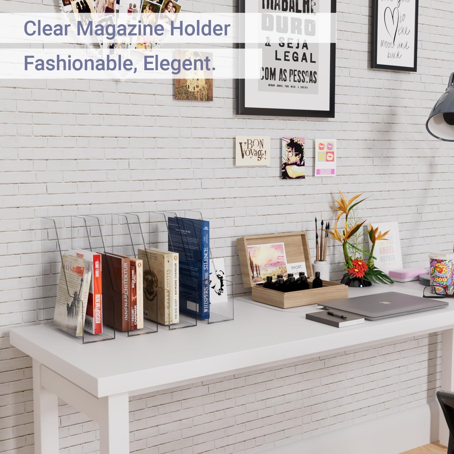 Juego de Soportes para Revistas Whillar - 4 Piezas Plástico Transparente