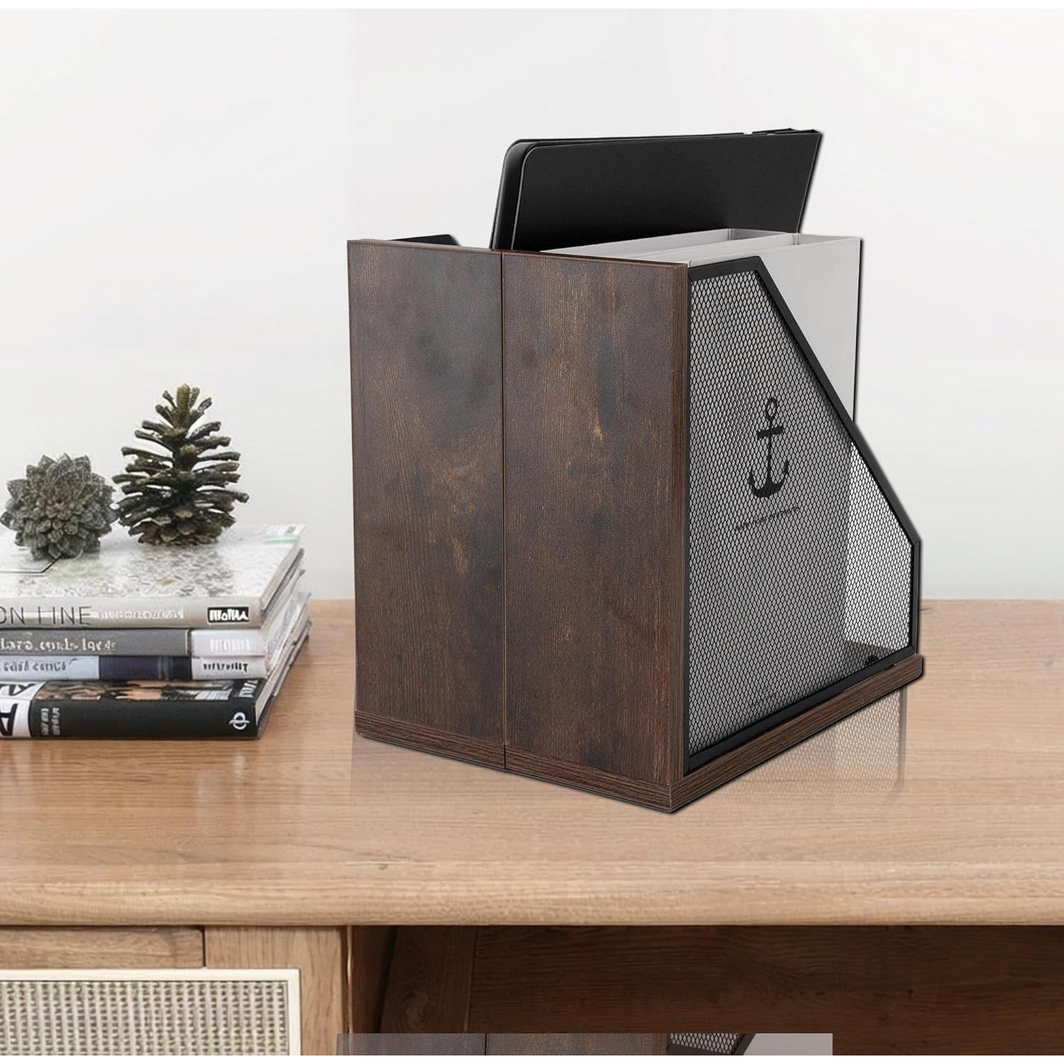 Soporte de Revistas de Madera Antigua ASIFMTHOT - 2 Piezas