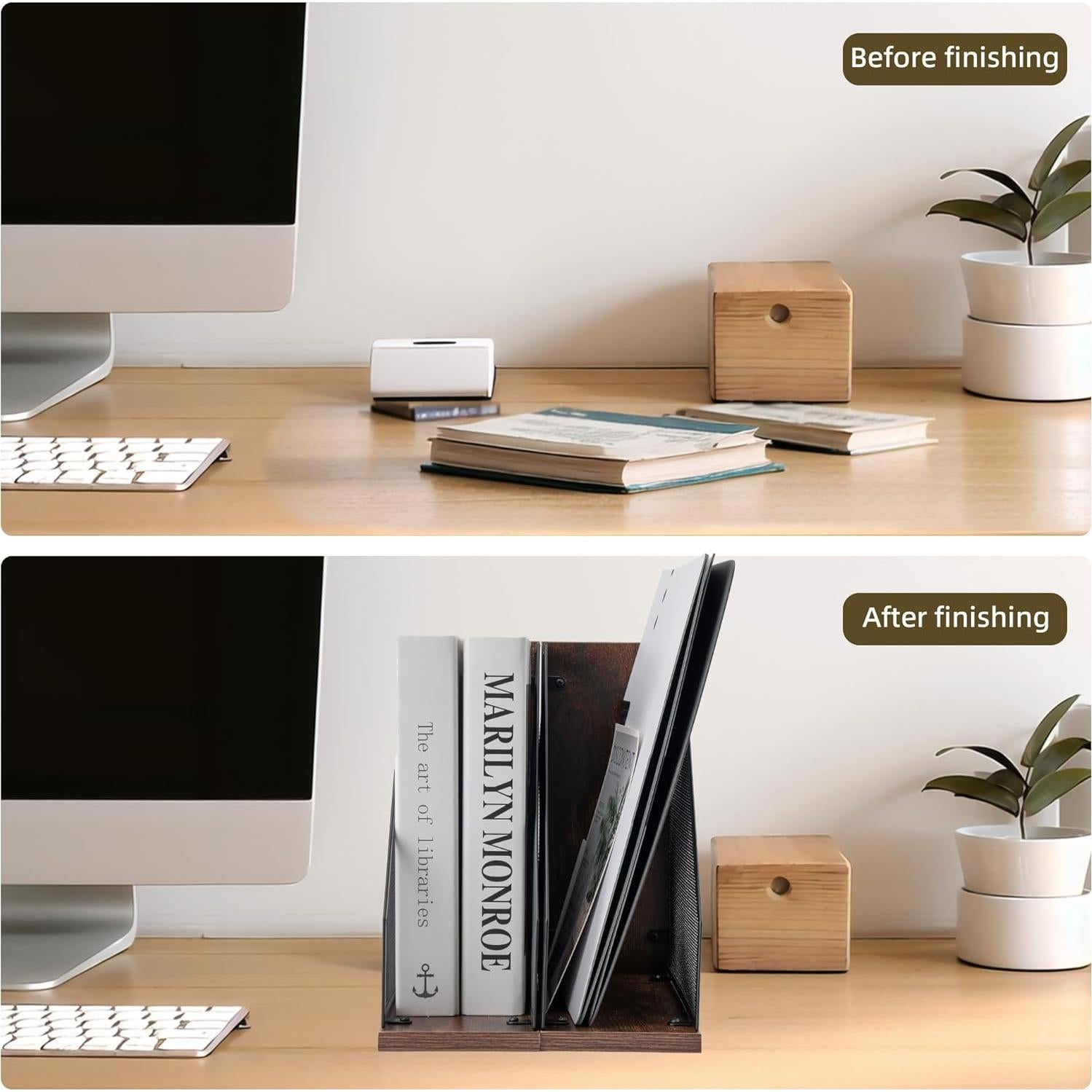 Soporte de Revistas de Madera Antigua ASIFMTHOT - 2 Piezas