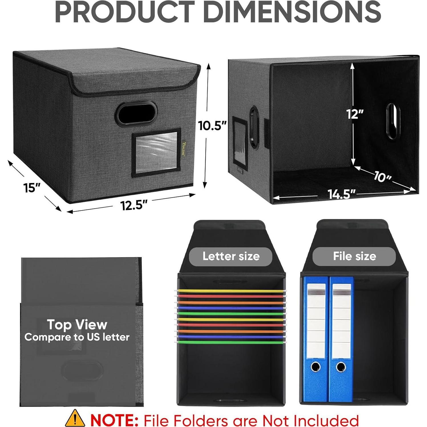 Caja Organizadora de Archivos BALEINE Plegable Negra 38x32x28 cm