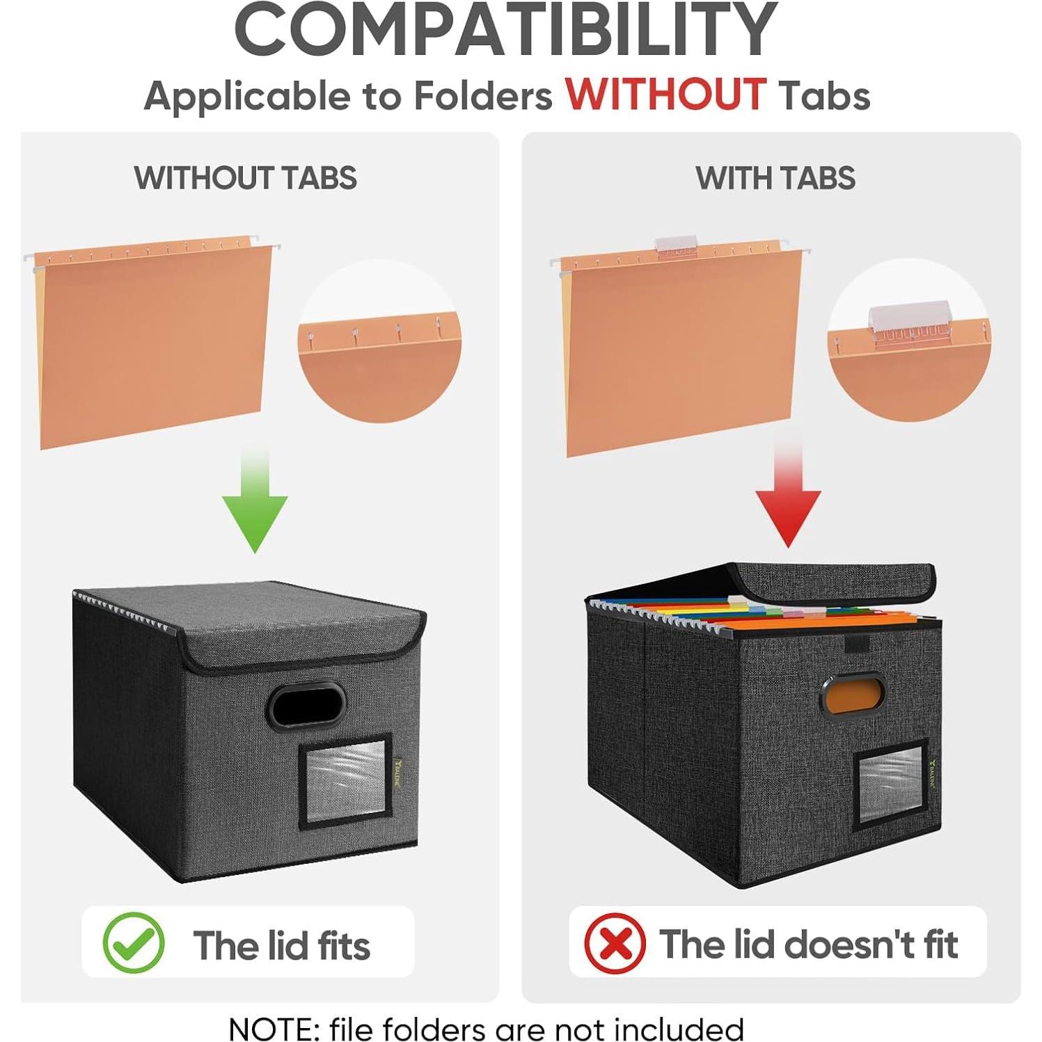 Caja Organizadora de Archivos BALEINE Plegable Negra 38x32x28 cm