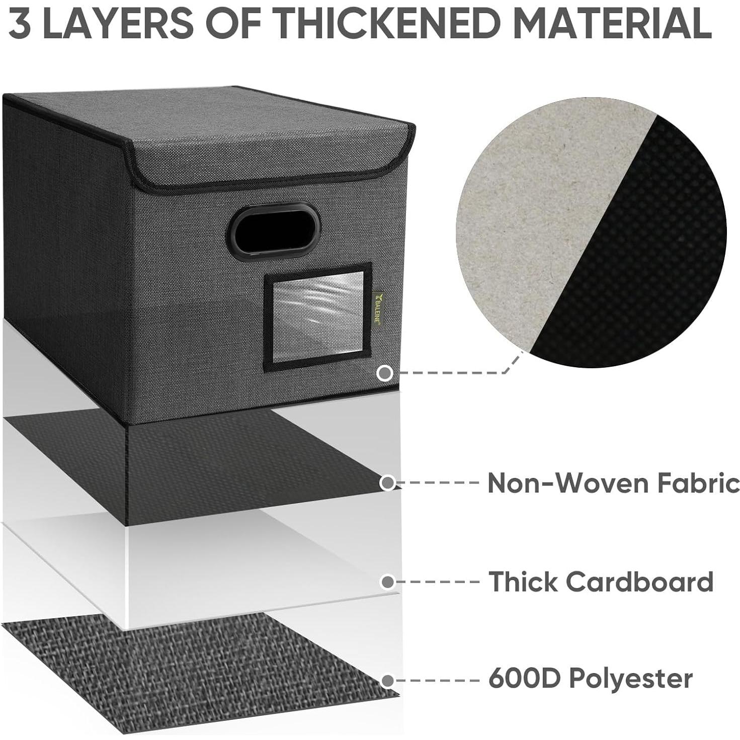 Caja Organizadora de Archivos BALEINE Plegable Negra 38x32x28 cm