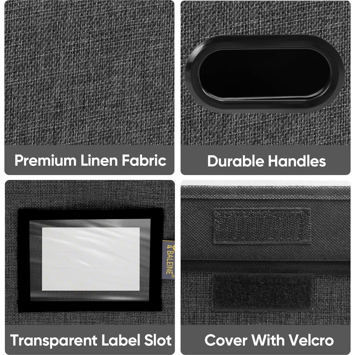 Caja Organizadora de Archivos BALEINE Plegable Negra 38x32x28 cm