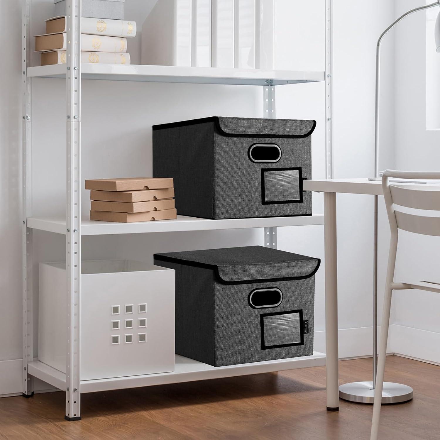 Caja Organizadora de Archivos BALEINE Plegable Negra 38x32x28 cm