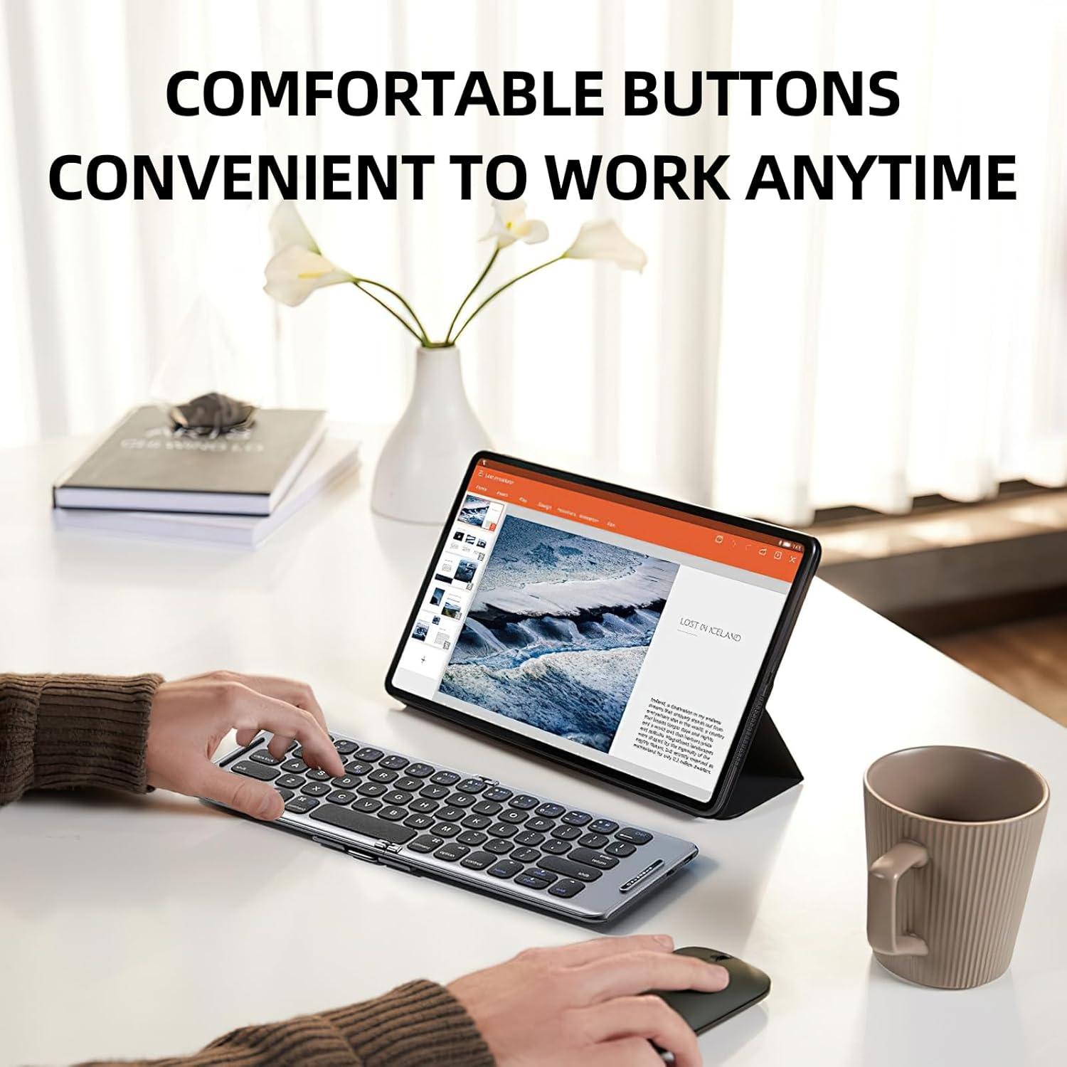 Teclado Bluetooth Plegable Miieadoo con Ratón Inalámbrico