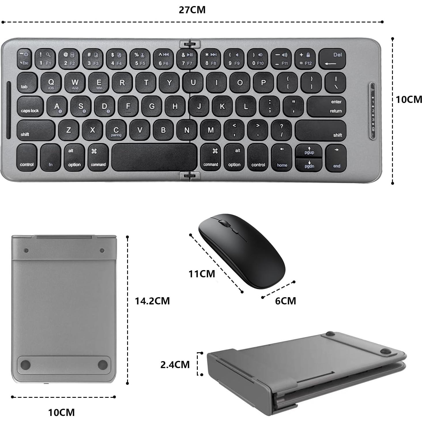 Teclado Bluetooth Plegable Miieadoo con Ratón Inalámbrico