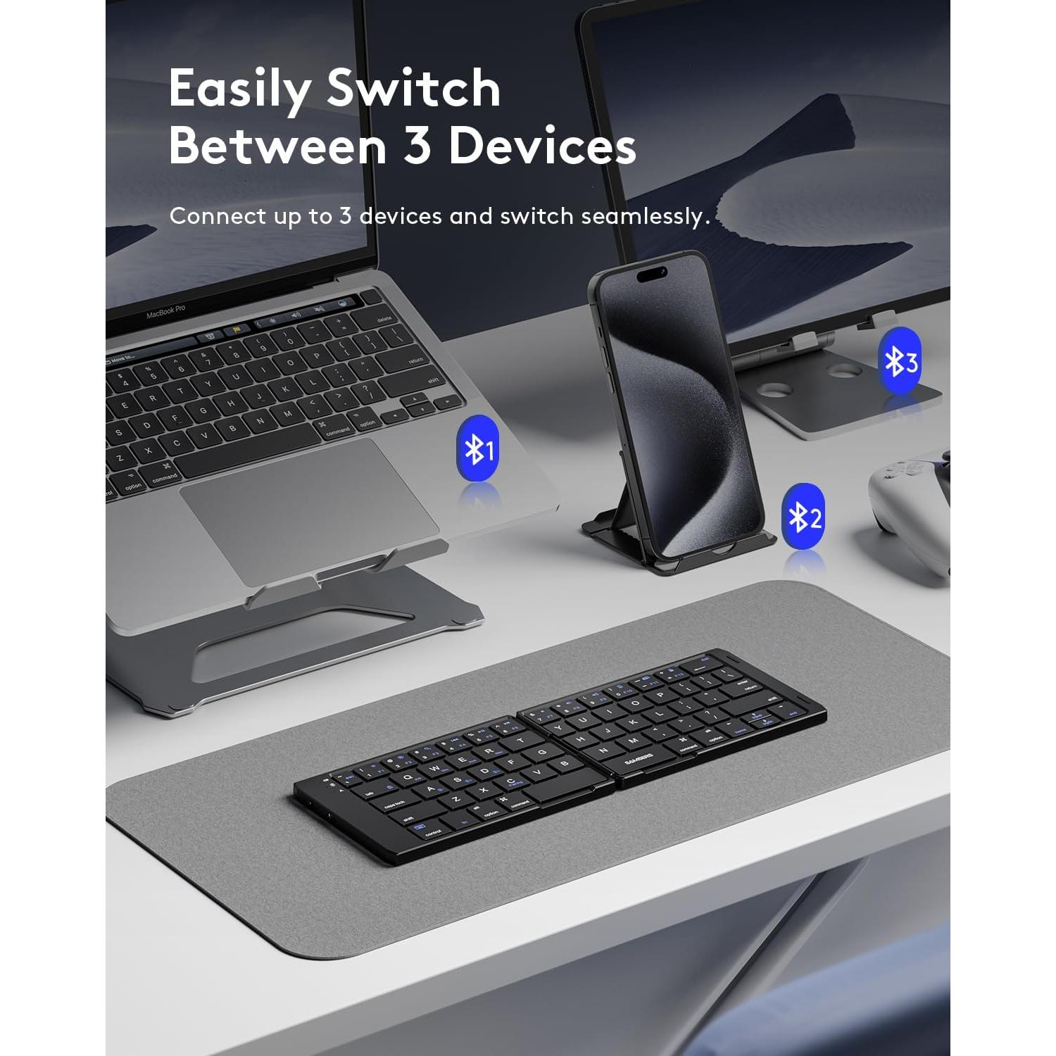 Teclado Bluetooth Plegable Samsers Negro Multi-dispositivo