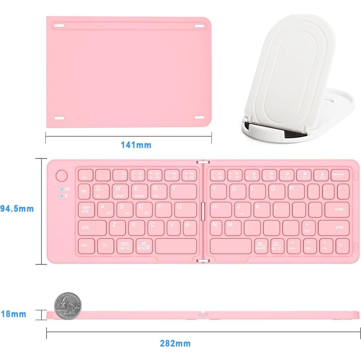Teclado Inalámbrico Plegable COOFUN KB005 Rosa Bluetooth