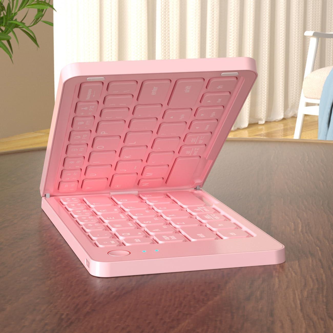 Teclado Inalámbrico Plegable COOFUN KB005 Rosa Bluetooth
