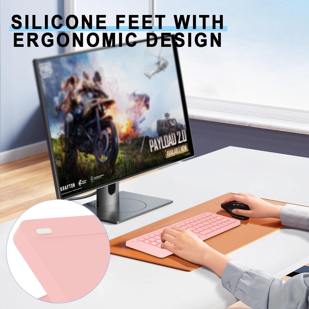 Teclado Inalámbrico Plegable COOFUN KB005 Rosa Bluetooth