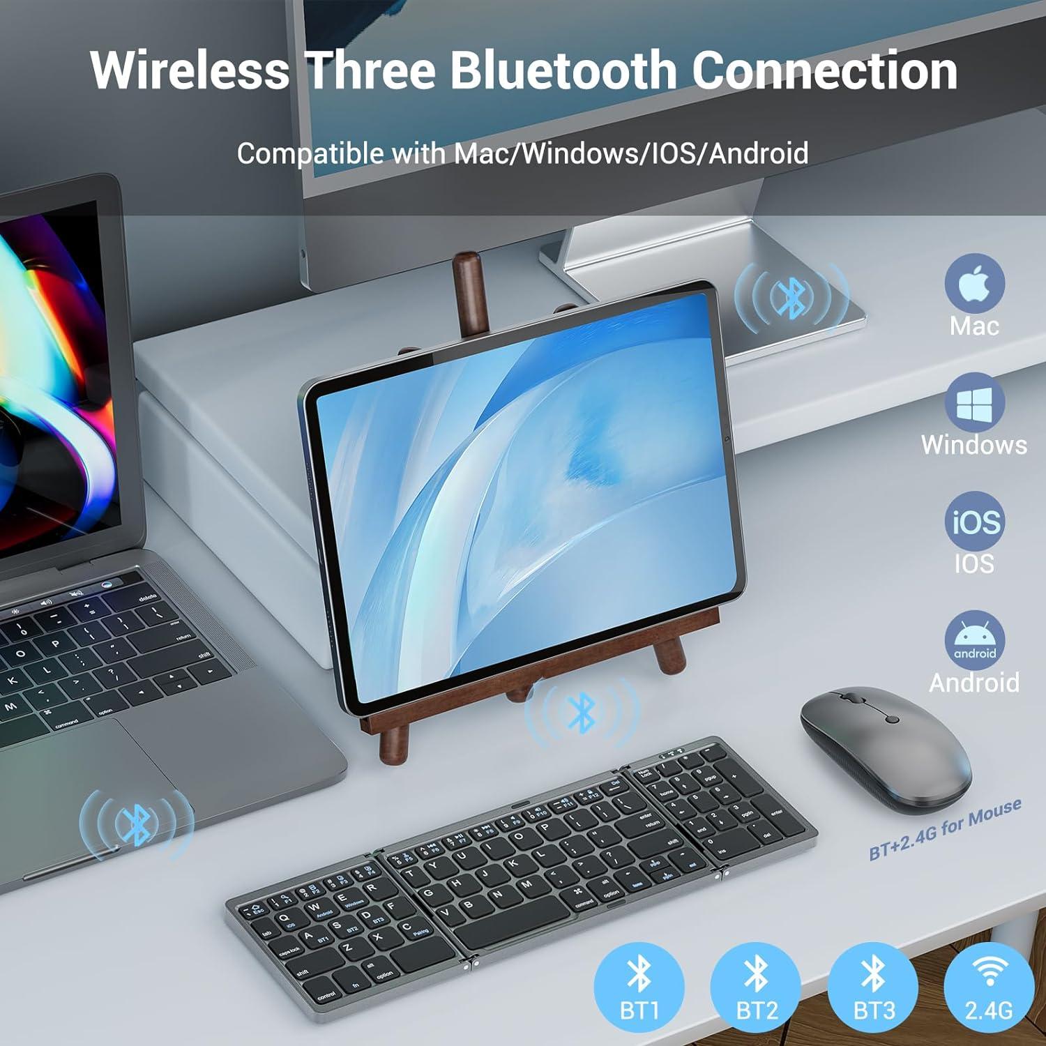 Teclado y Ratón Plegables Ikaetri Bluetooth Recargable