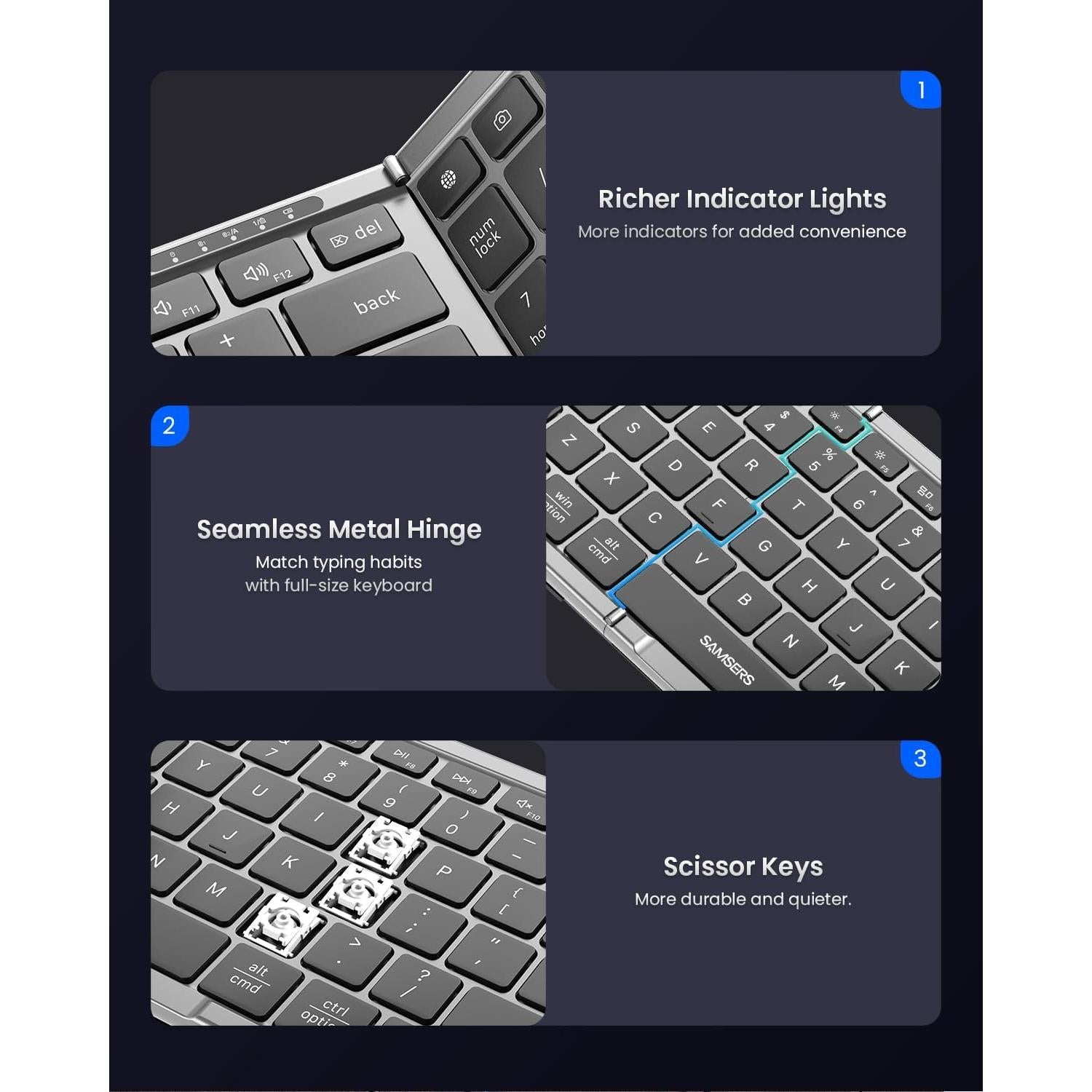 Combo Teclado y Ratón Plegables Samsers Bluetooth 5.0