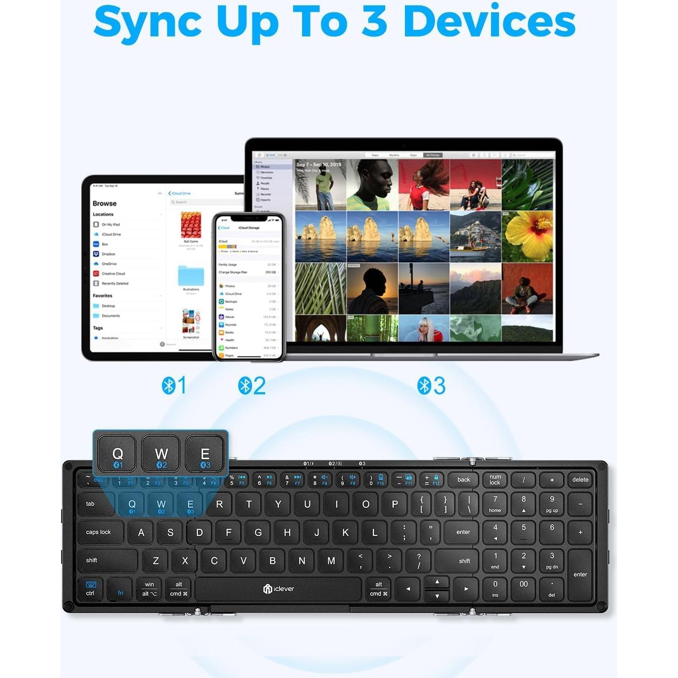 Teclado Plegable Bluetooth iClever BK09 con Numérico