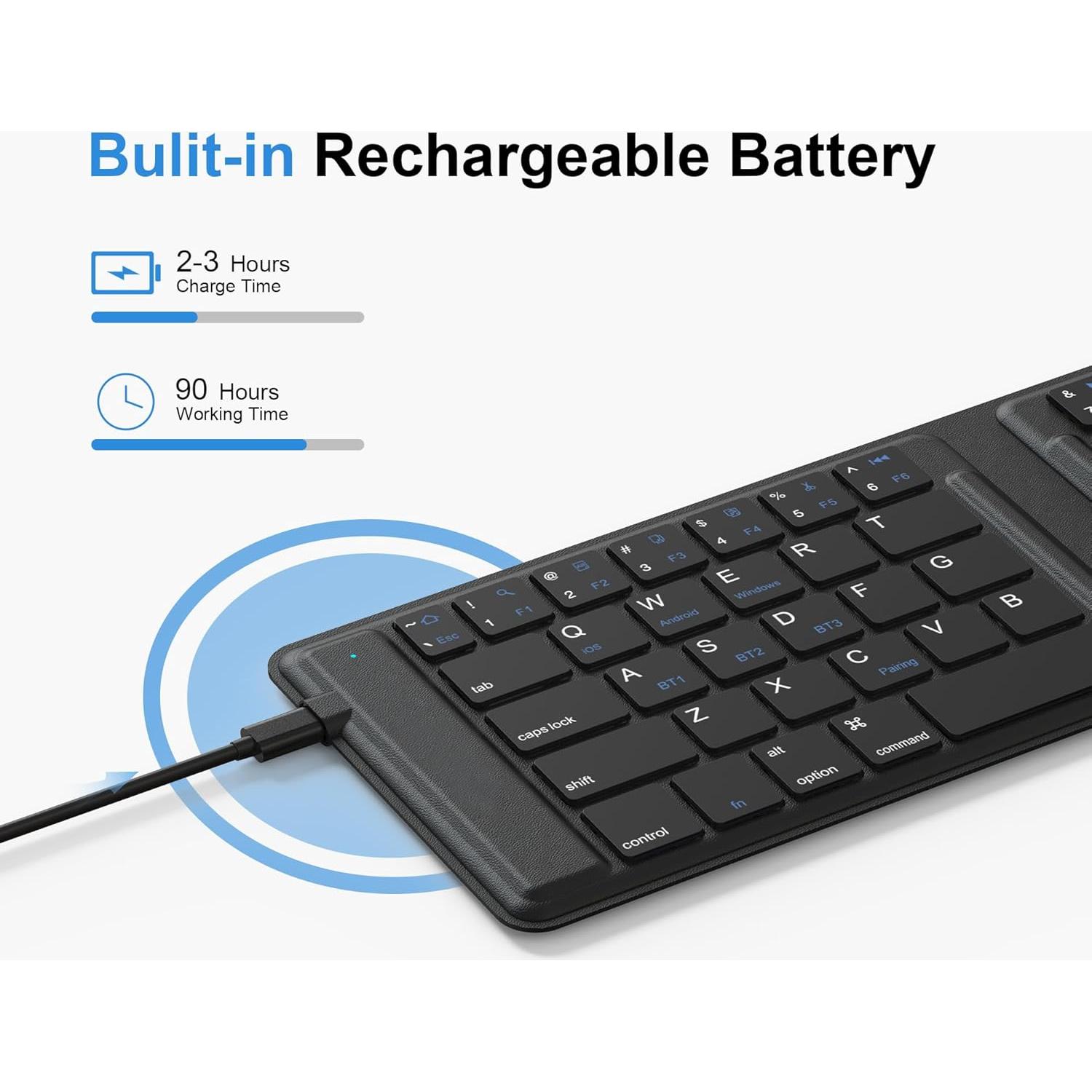 Teclado Bluetooth Plegable OMOTON Recargable Multi-Dispositivo
