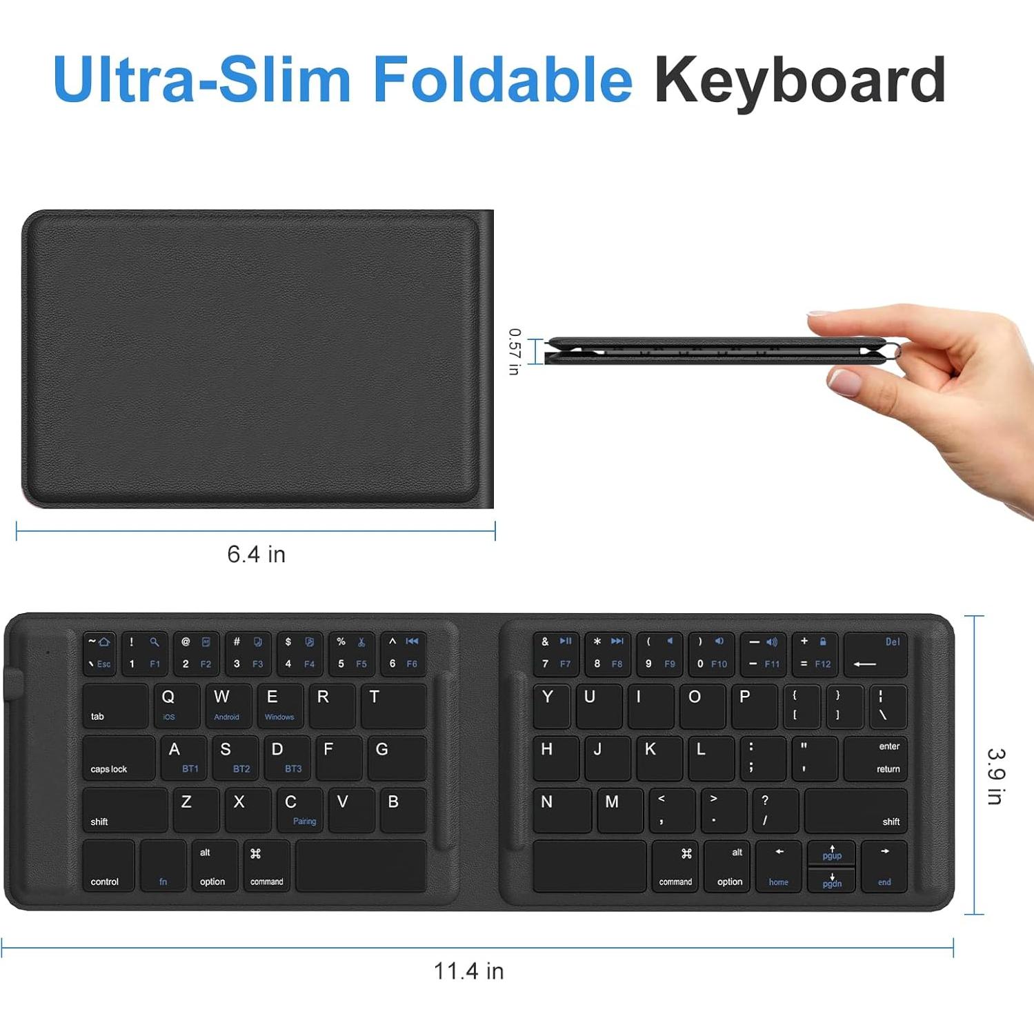 Teclado Bluetooth Plegable OMOTON Recargable Multi-Dispositivo
