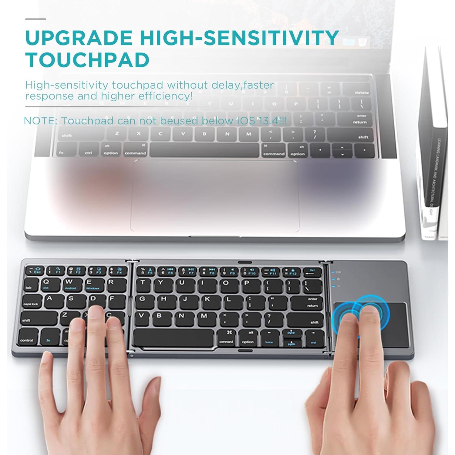 Teclado Plegable Bluetooth JPHTEK con Touchpad - Gris