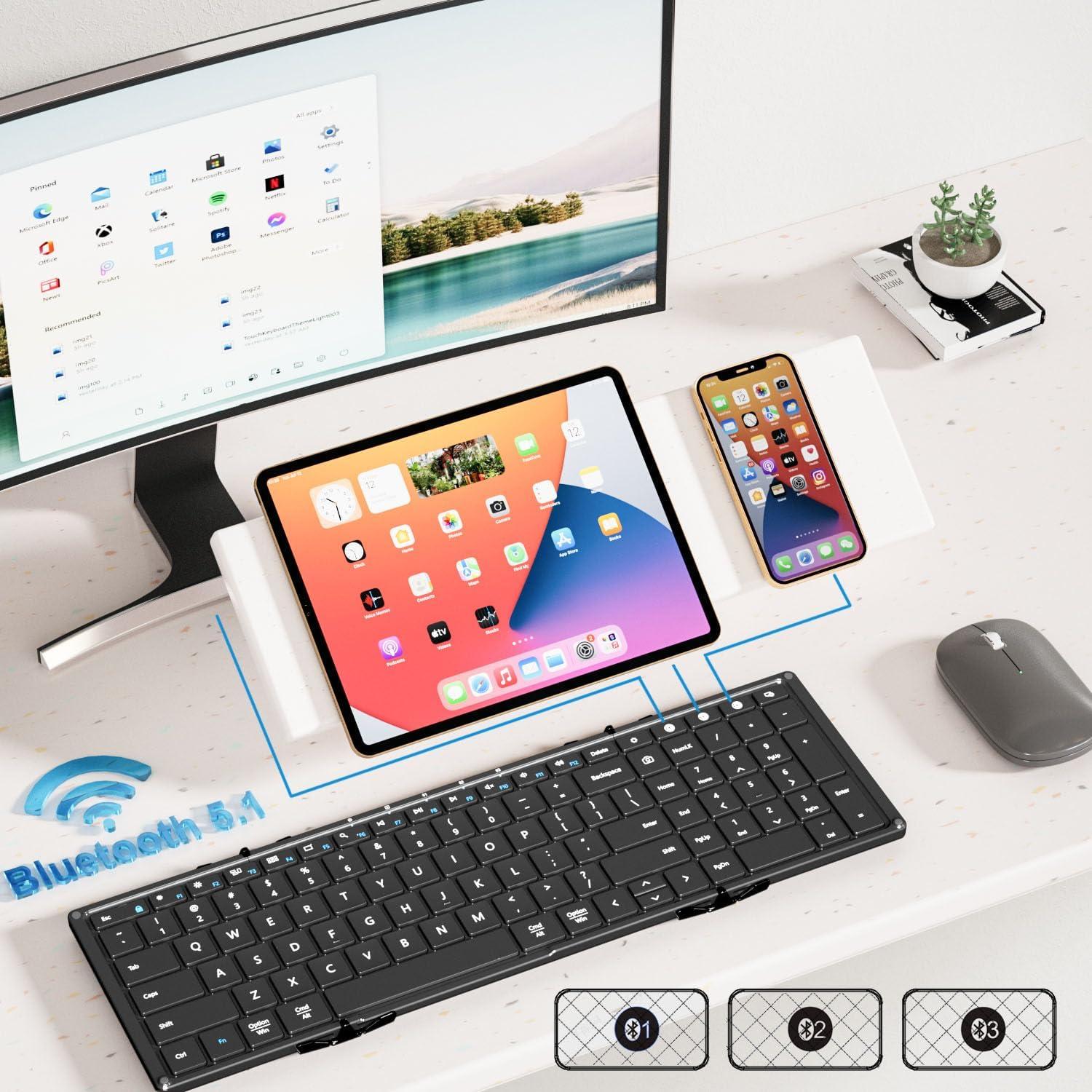 Teclado Bluetooth Plegable AIWISDOM Tamaño Completo Negro
