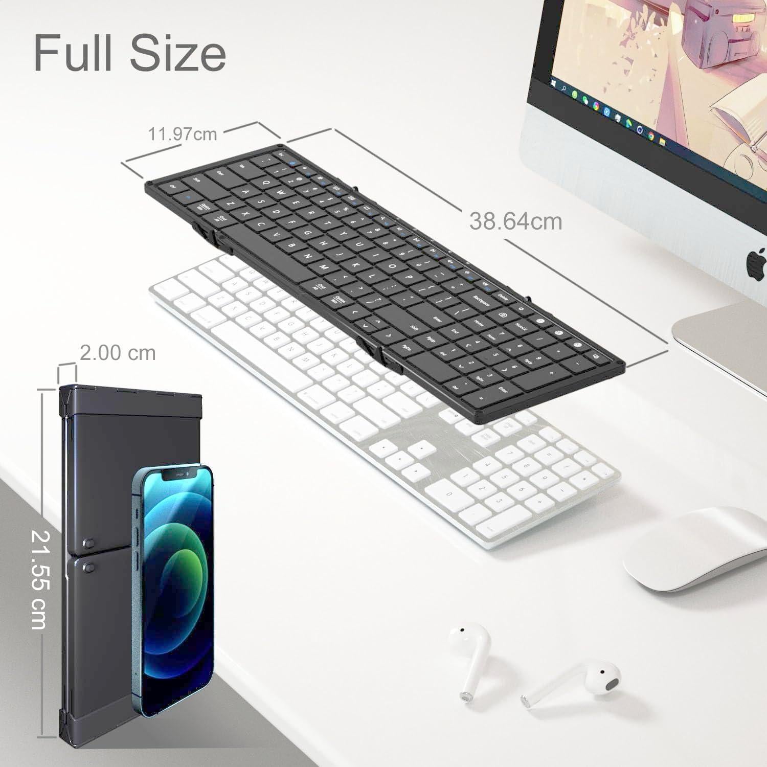 Teclado Bluetooth Plegable AIWISDOM Tamaño Completo Negro