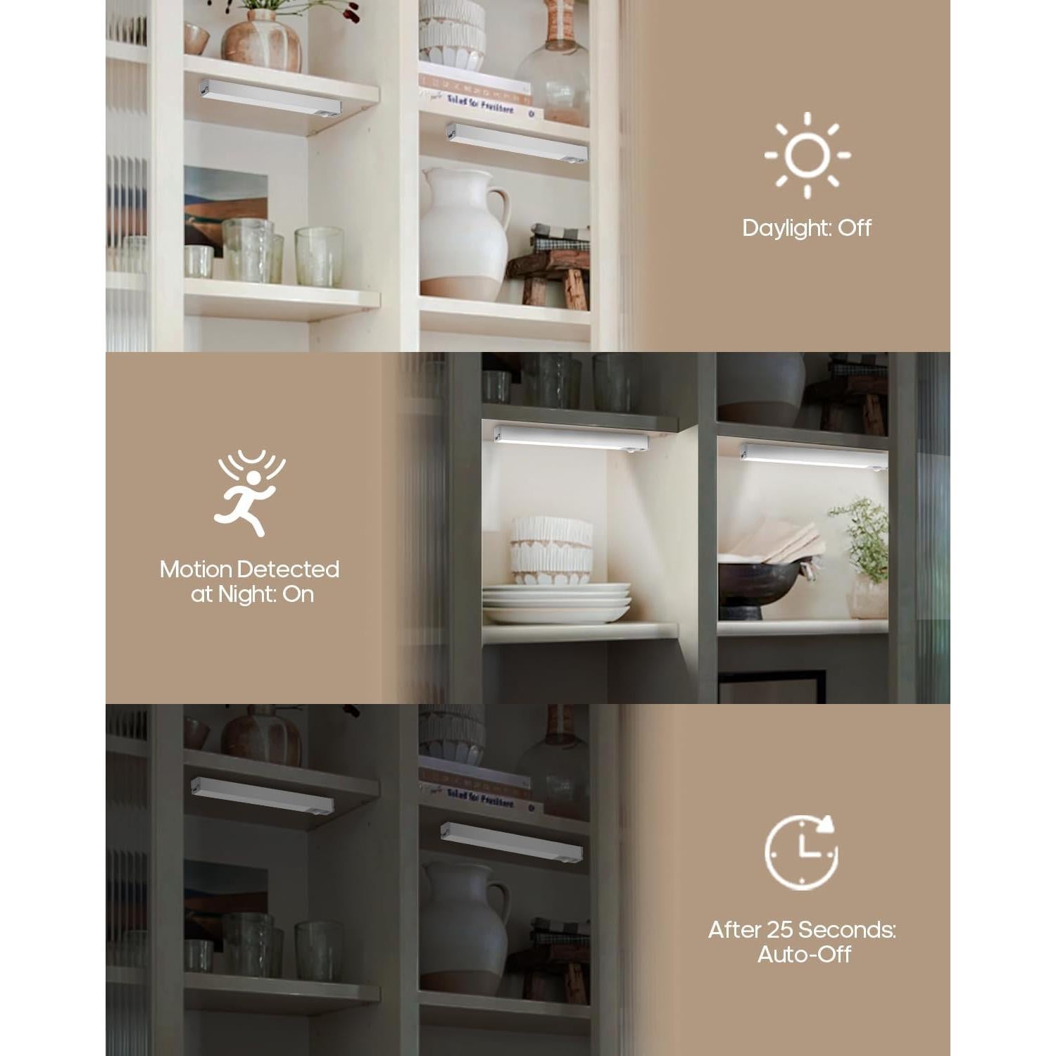 Paquete de 6 luces LED Goodea 17,78 cm recargables con sensor