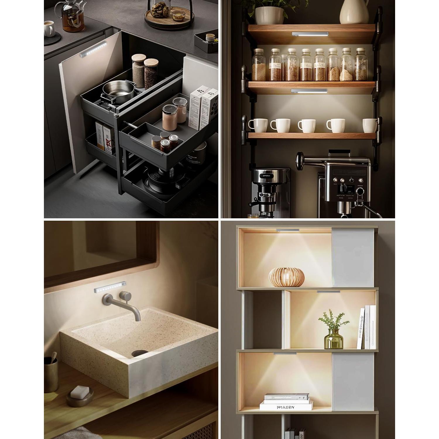 Paquete de 6 luces LED Goodea 17,78 cm recargables con sensor