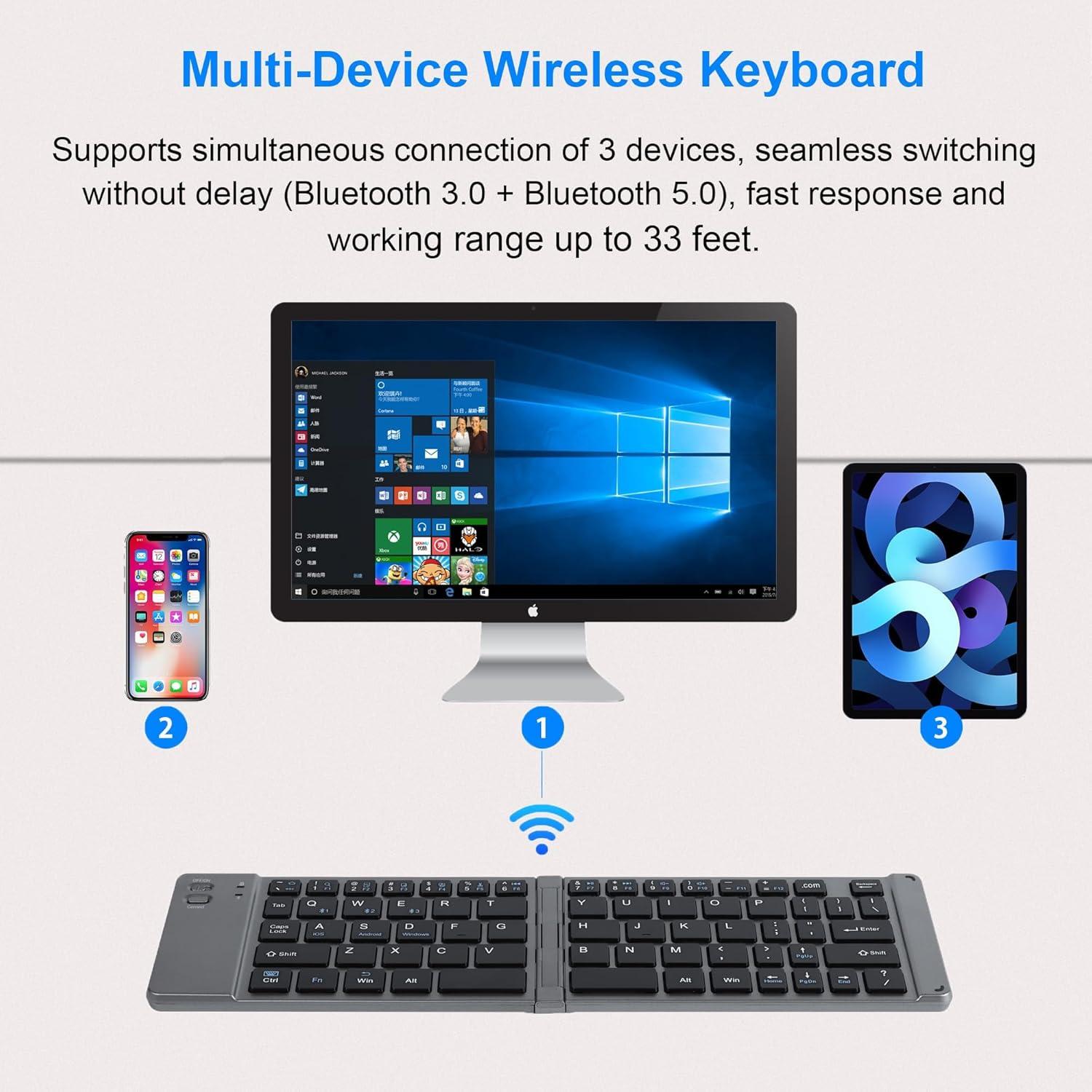 Teclado Inalámbrico Plegable SHARE SUNSHINE Gris Bluetooth