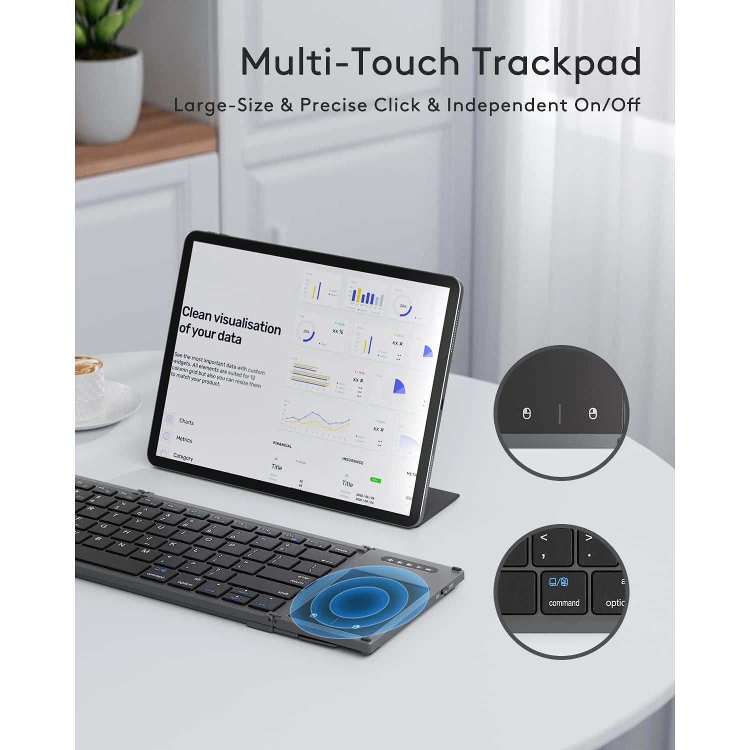 Teclado Bluetooth Plegable Samsers con Touchpad y Soporte