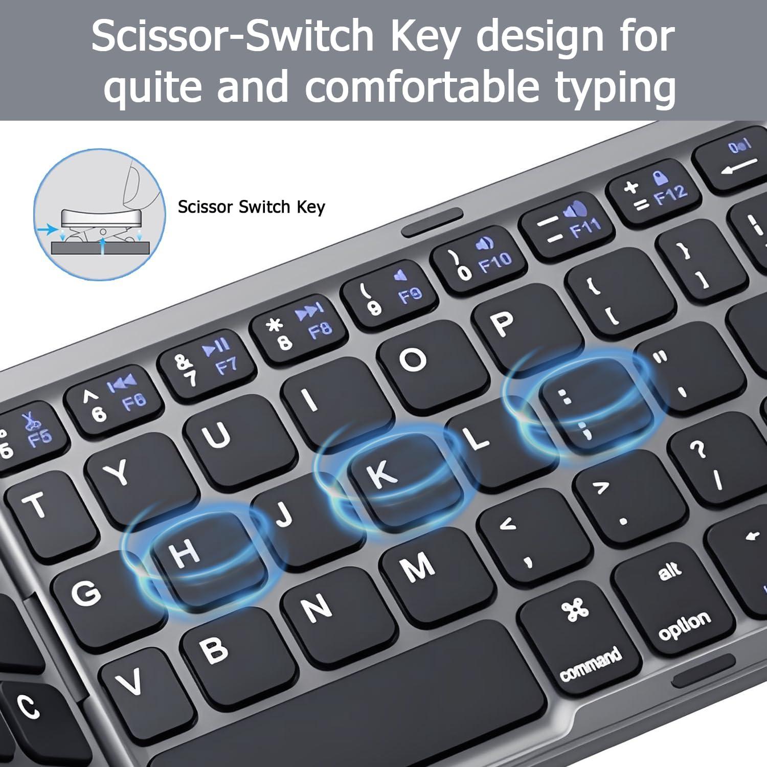 Teclado Bluetooth Plegable KUNSI con Touchpad - Gris
