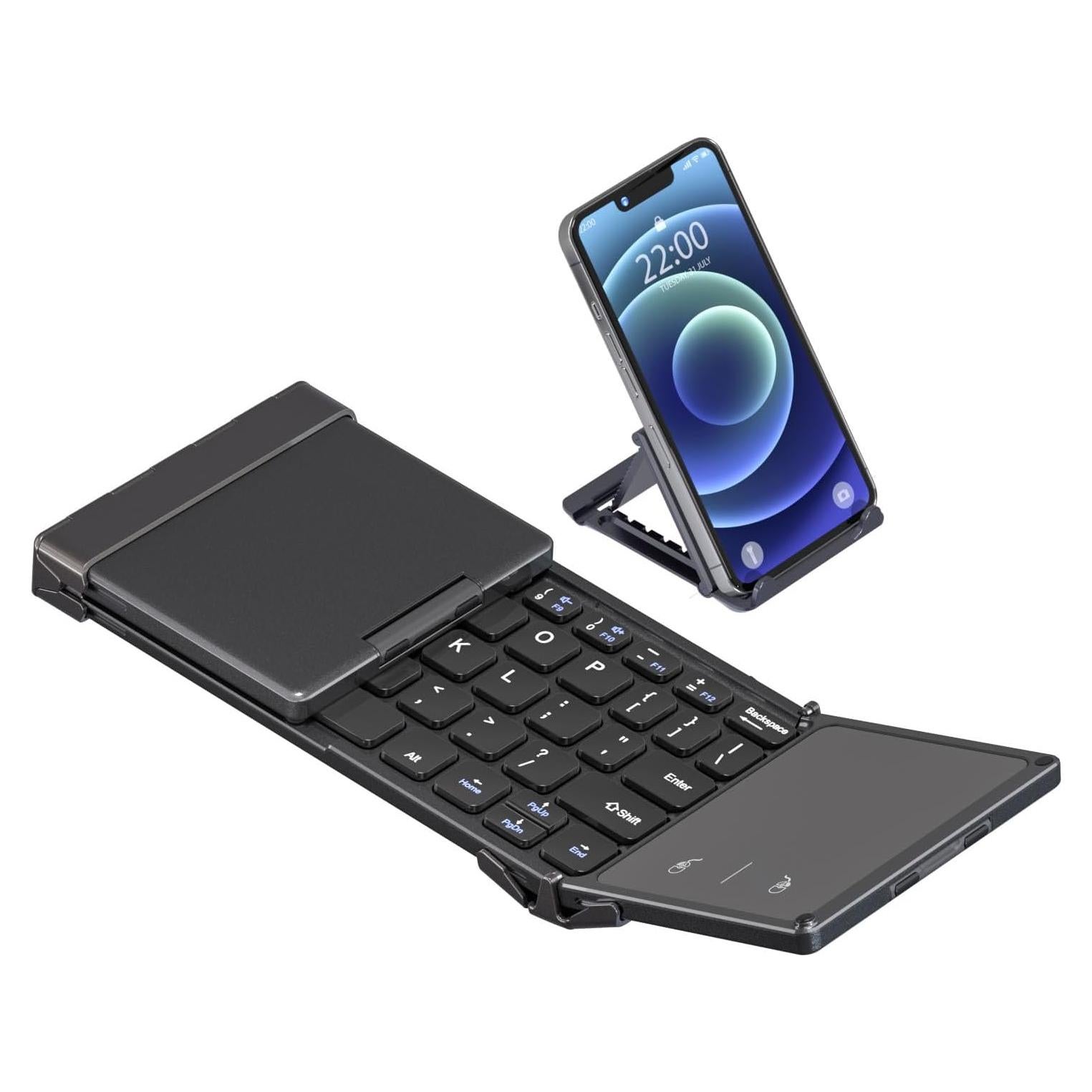 Teclado Bluetooth Plegable Rock&Rown con Touchpad - Negro