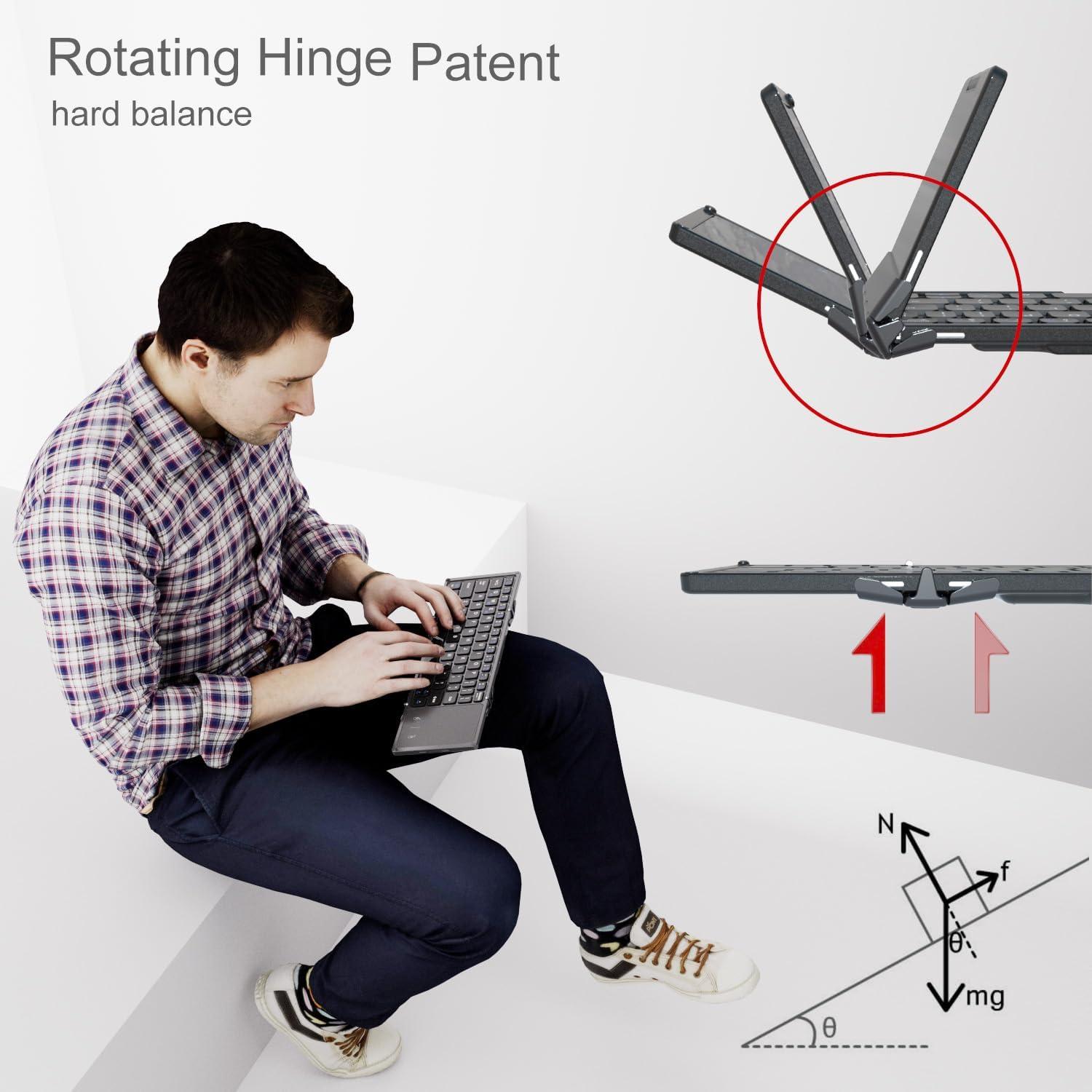 Teclado Bluetooth Plegable Rock&Rown con Touchpad - Negro