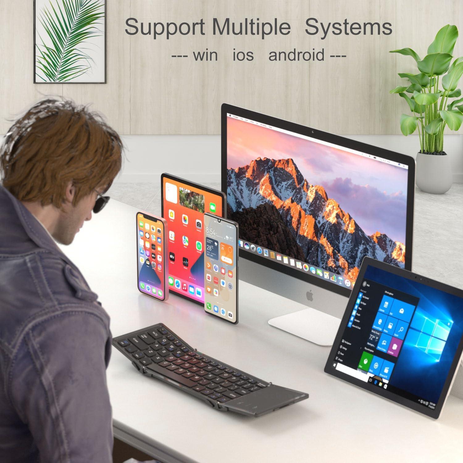 Teclado Bluetooth Plegable Rock&Rown con Touchpad - Negro