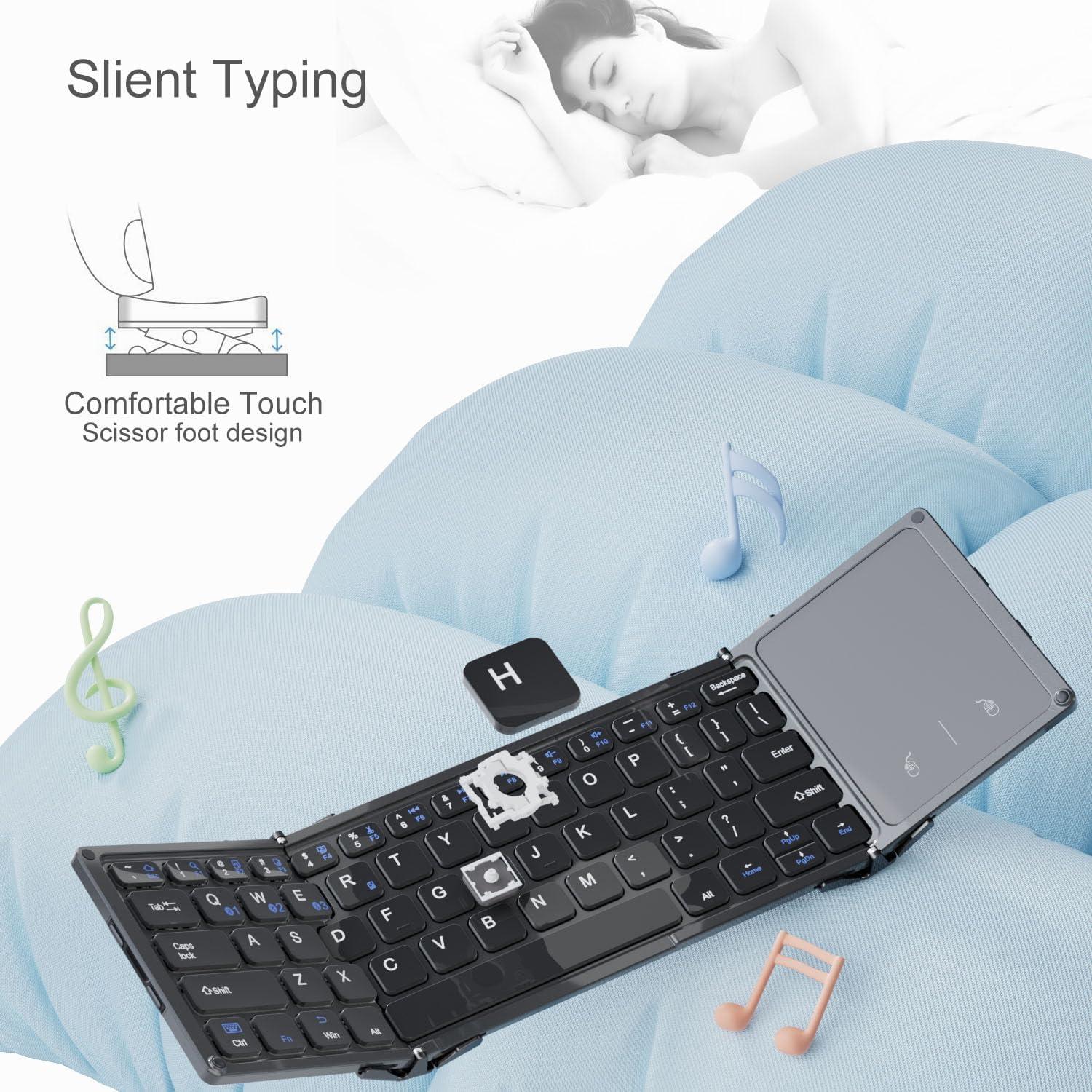 Teclado Bluetooth Plegable Rock&Rown con Touchpad - Negro