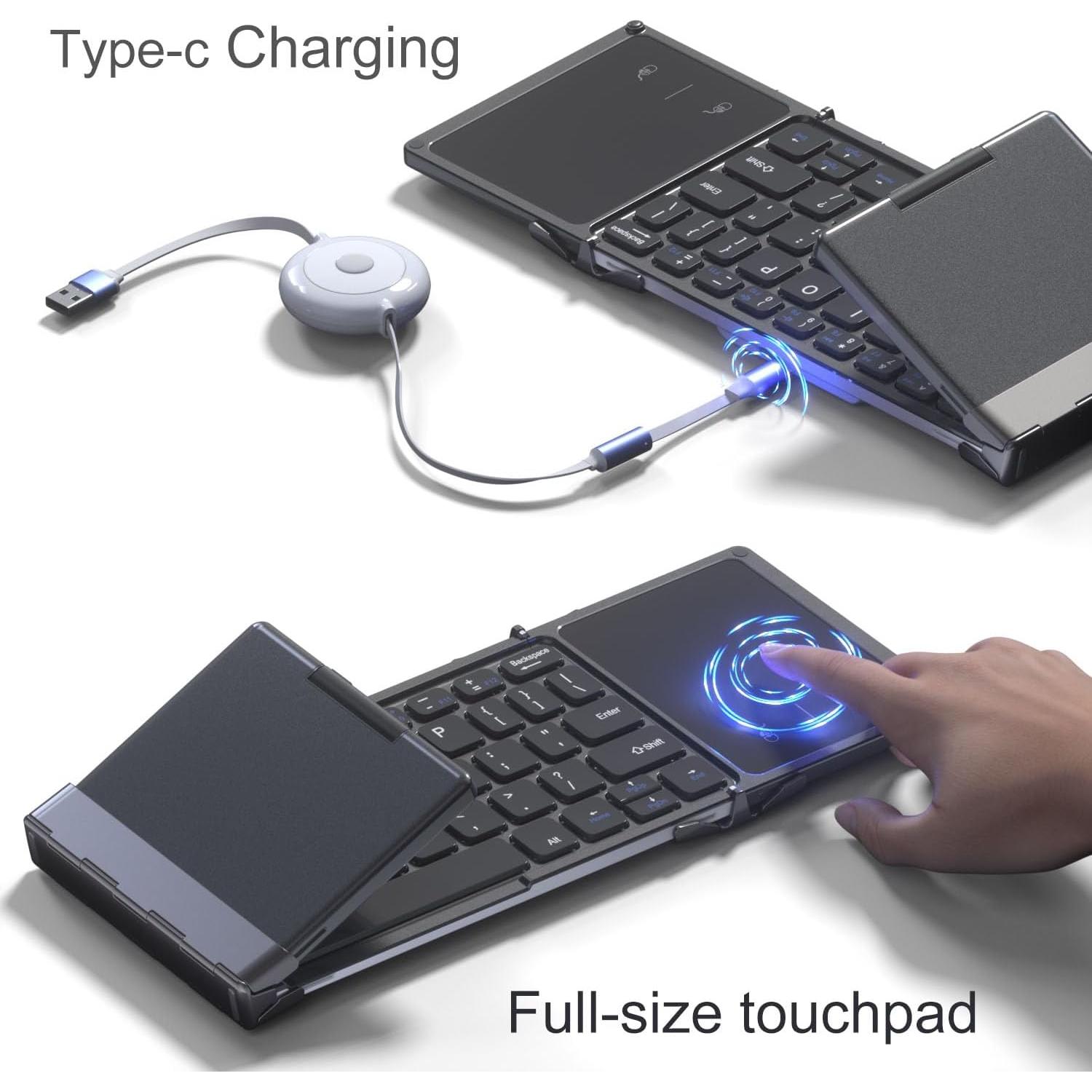 Teclado Bluetooth Plegable Rock&Rown con Touchpad - Negro