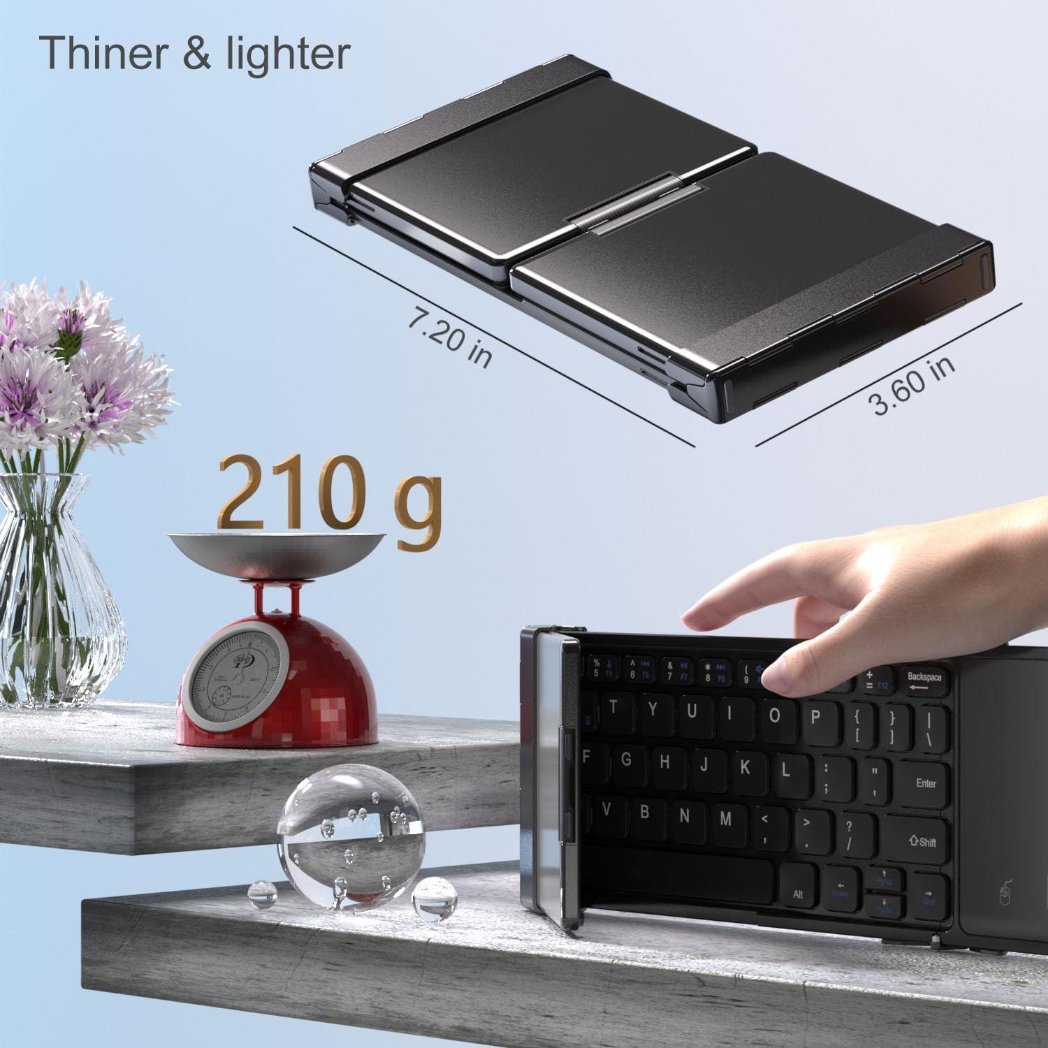 Teclado Bluetooth Plegable Rock&Rown con Touchpad - Negro