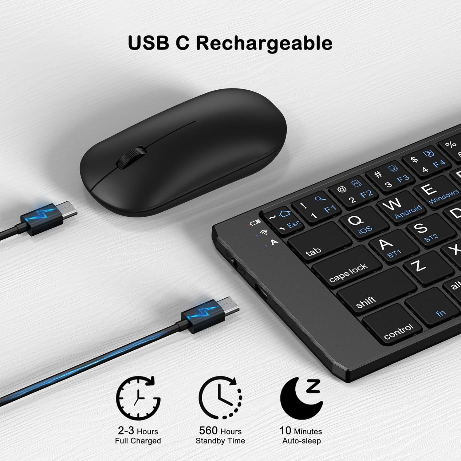 Combo Teclado y Ratón Plegables EDJO Inalámbrico USB-C