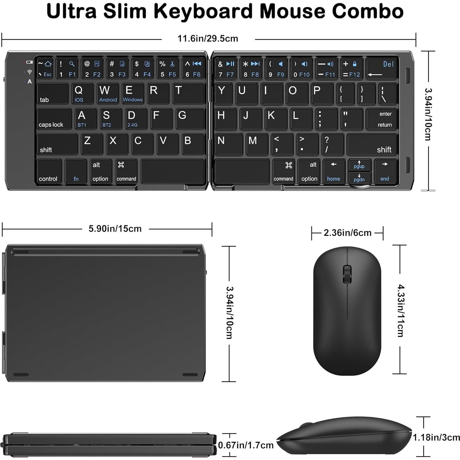 Combo Teclado y Ratón Plegables EDJO Inalámbrico USB-C