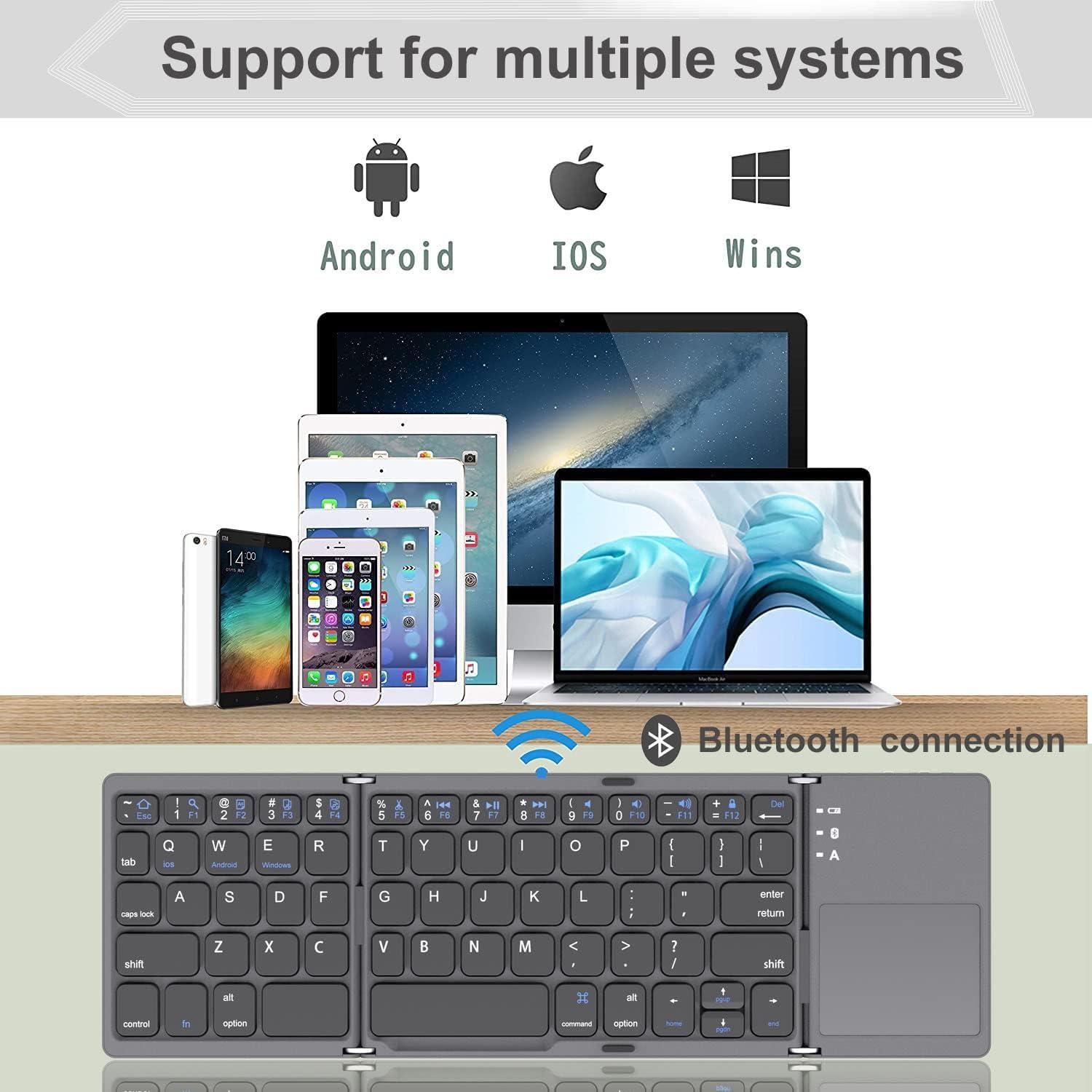 Teclado Bluetooth Plegable Rock&Rown con Touchpad - Gris