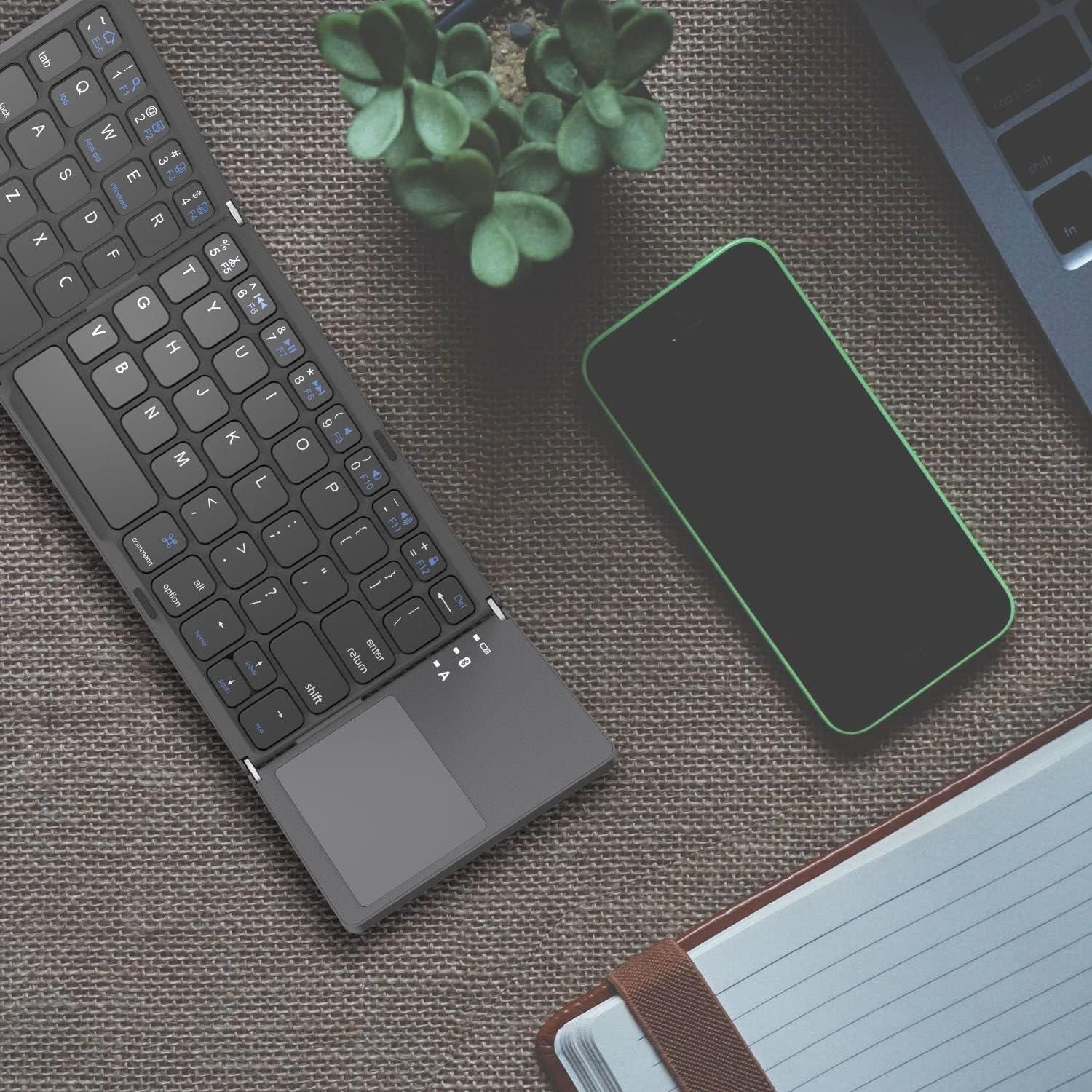 Teclado Bluetooth Plegable Rock&Rown con Touchpad - Gris