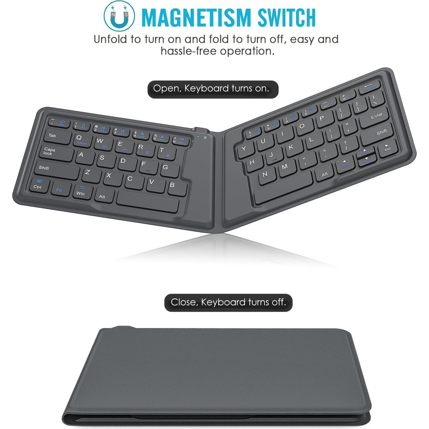Teclado Bluetooth Plegable MoKo Gris Ultra Delgado Recargable