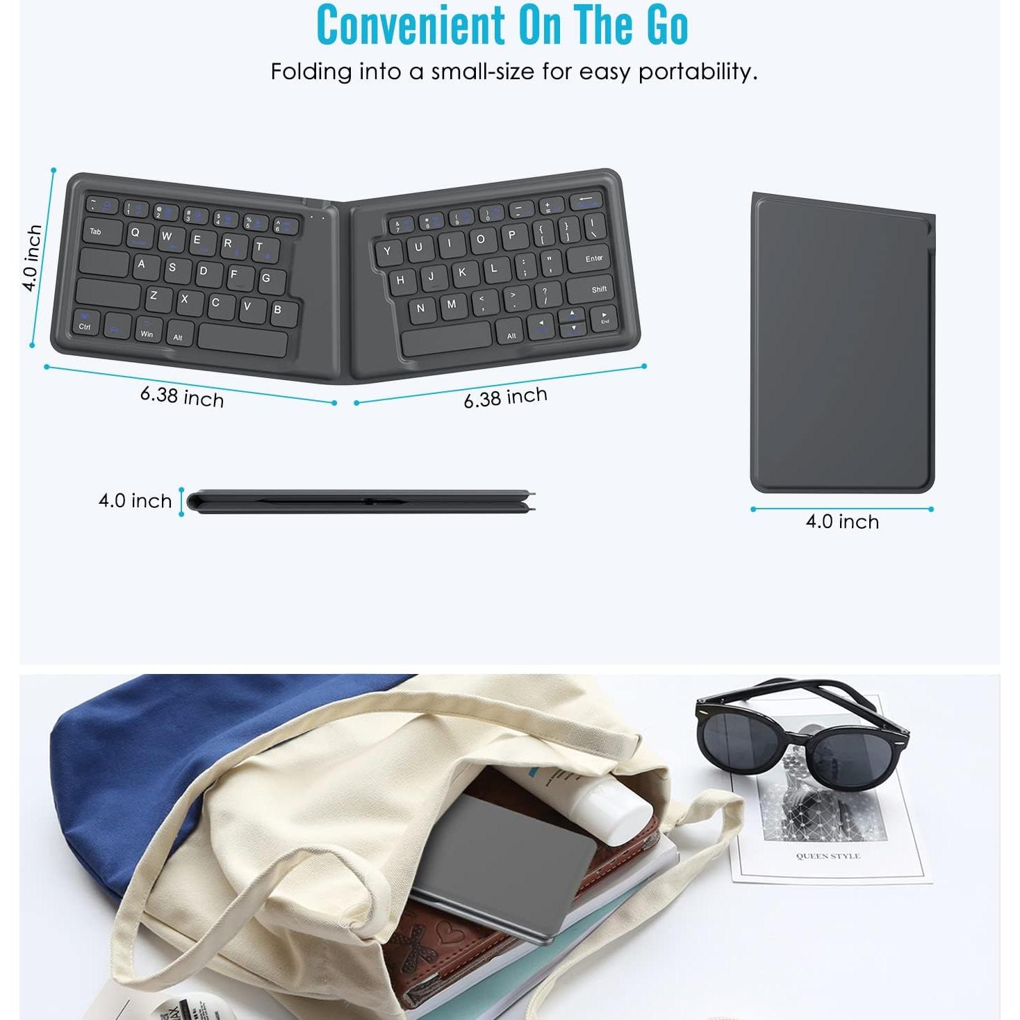 Teclado Bluetooth Plegable MoKo Gris Ultra Delgado Recargable