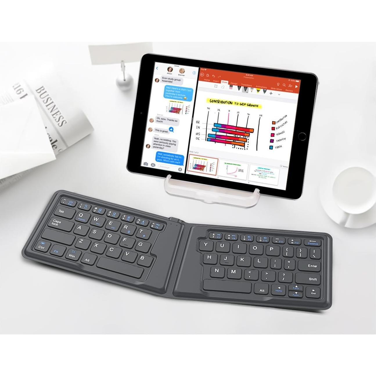 Teclado Bluetooth Plegable MoKo Gris Ultra Delgado Recargable