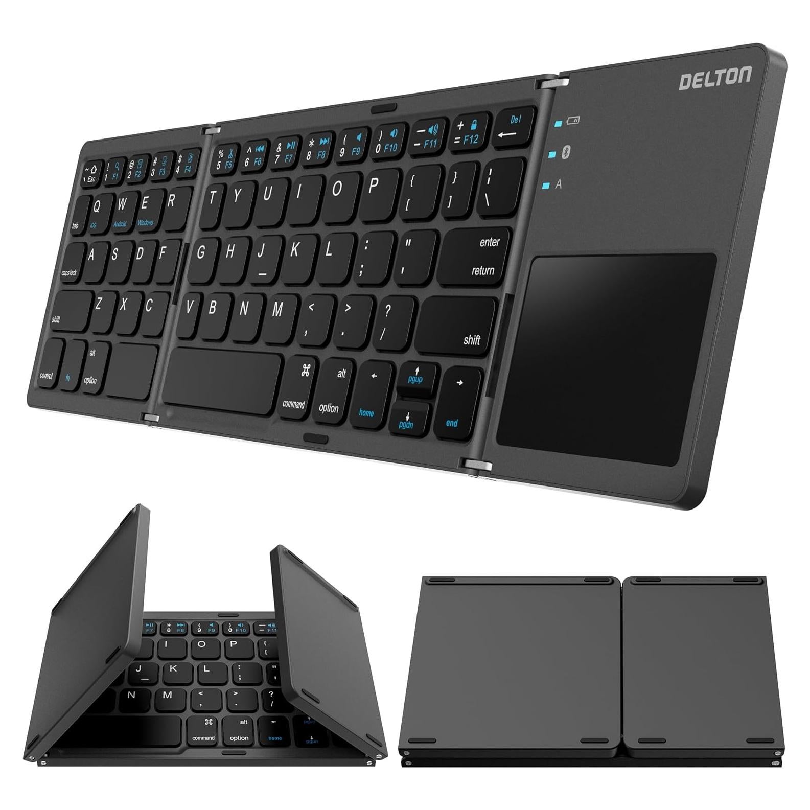 Teclado Bluetooth Plegable Delton F75 con Touchpad - Negro