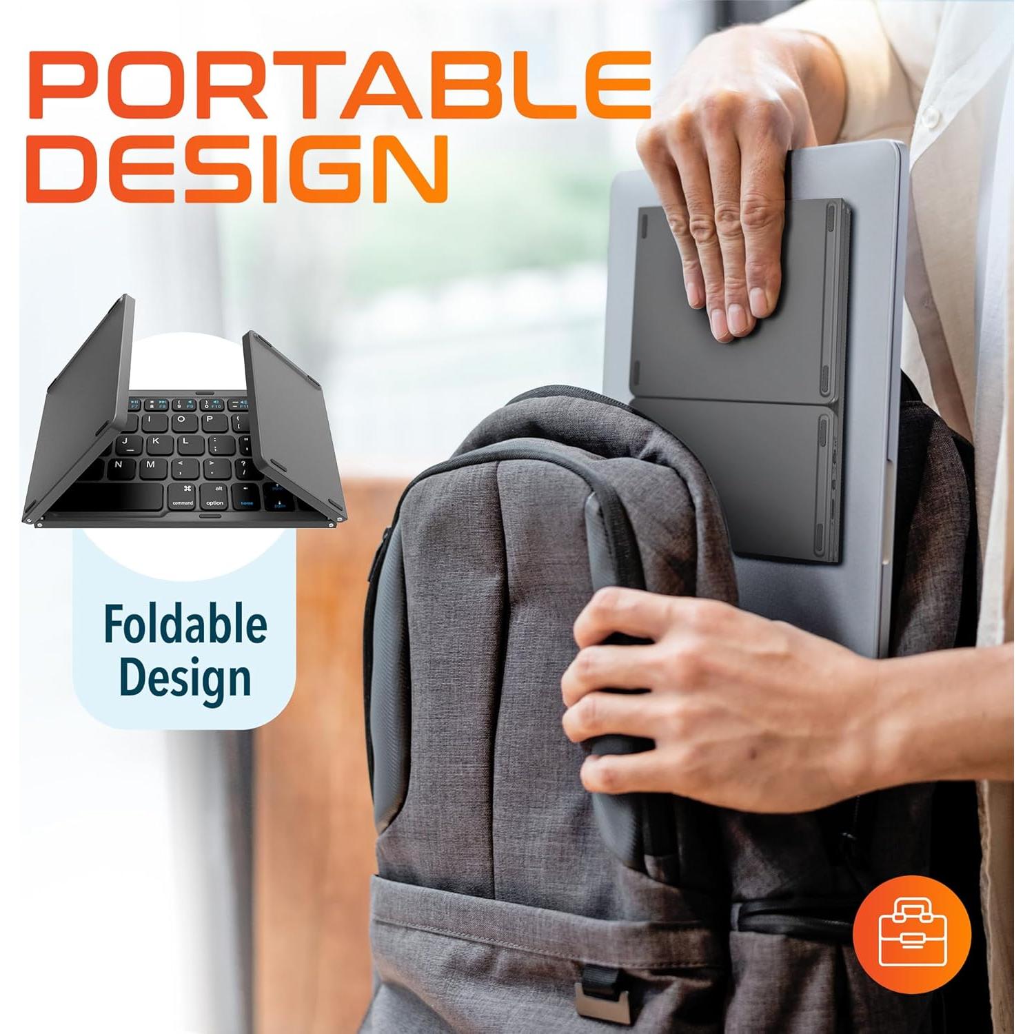 Teclado Bluetooth Plegable Delton F75 con Touchpad - Negro