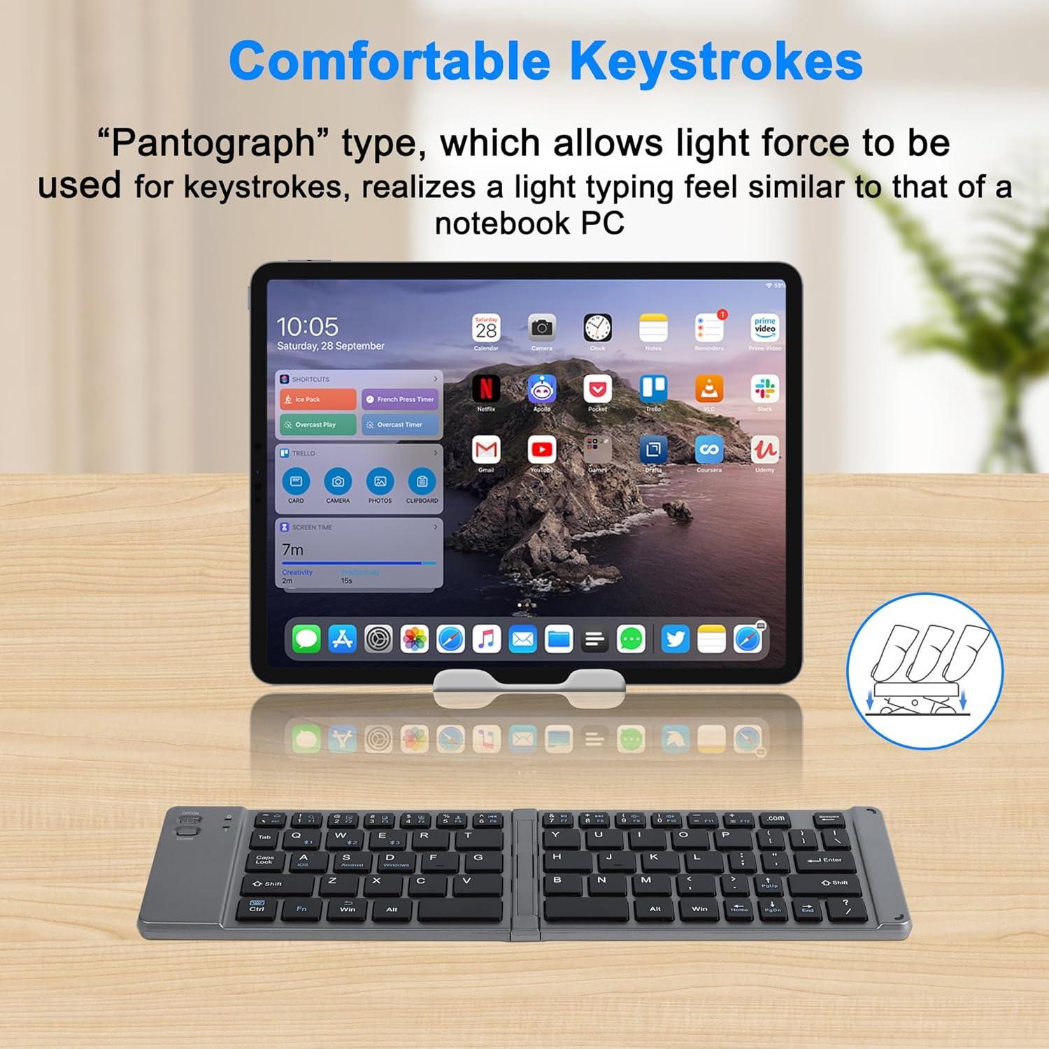 Teclado Bluetooth Plegable Gabongcui Mini Inalámbrico 14.89cm