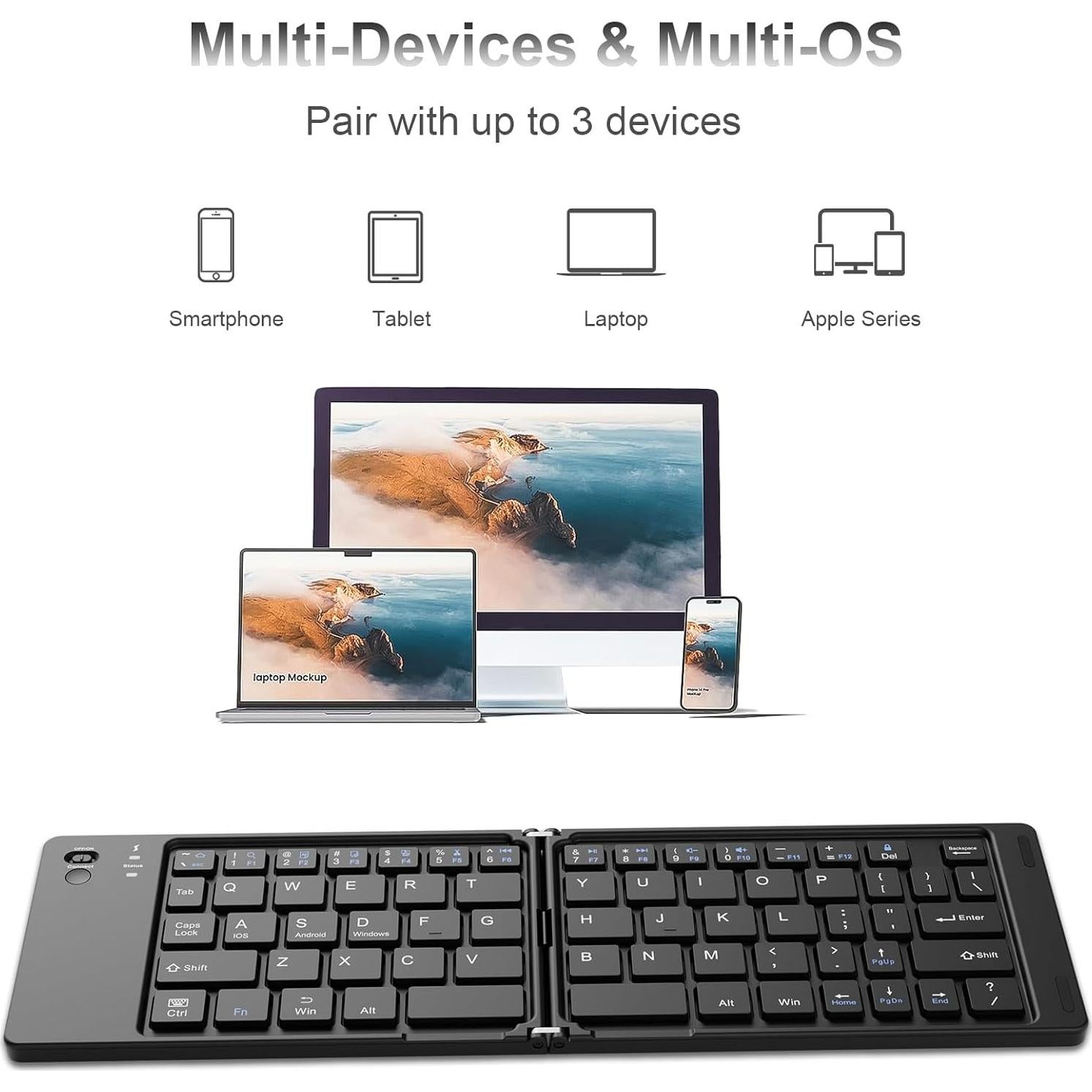 Teclado Bluetooth Plegable Riwezox Portátil Negro 156.9g
